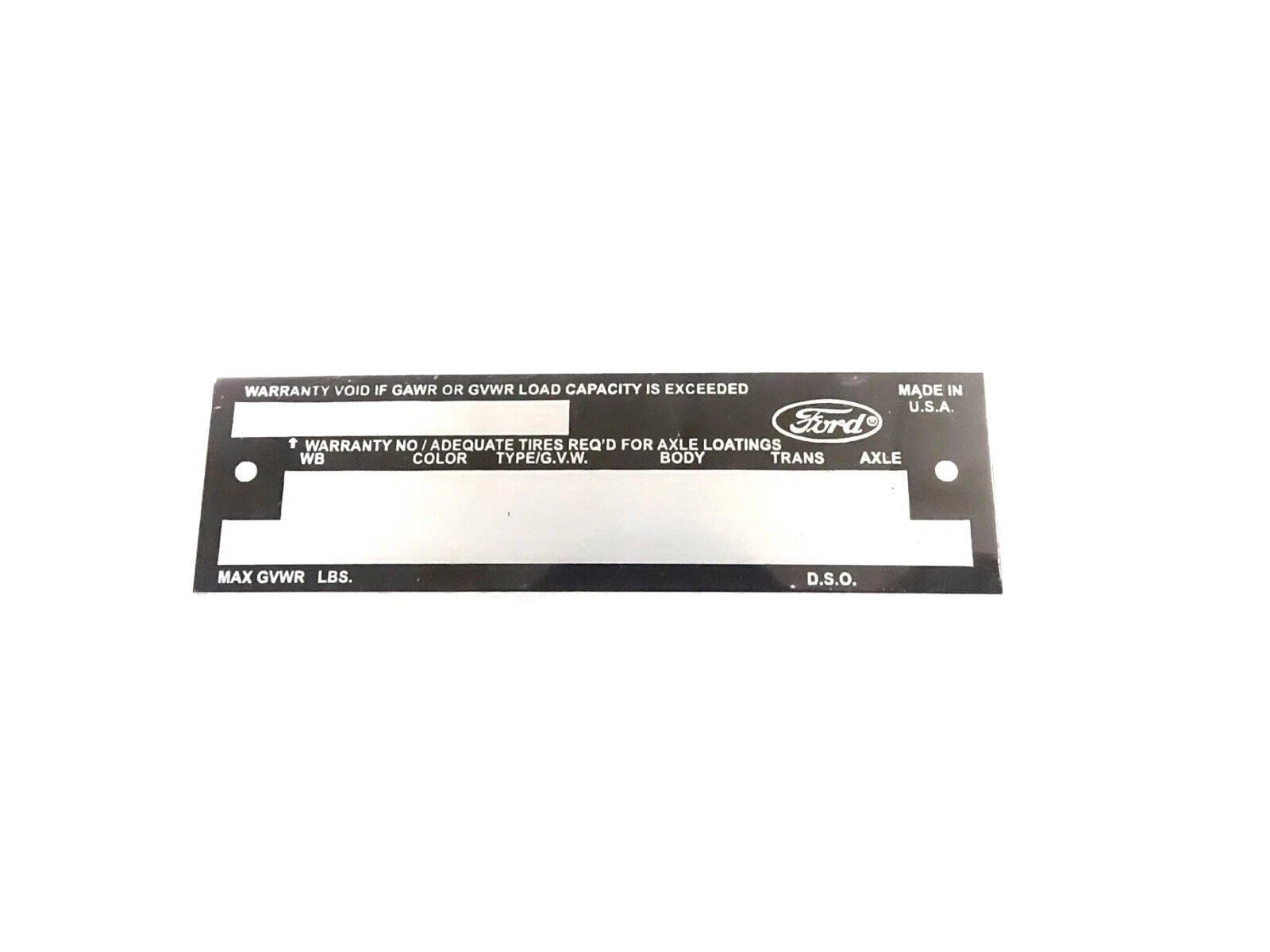 DATA PLATE FITS TO VINTAGE CLASSIC FORD BRONCO 1950'S #V401-8