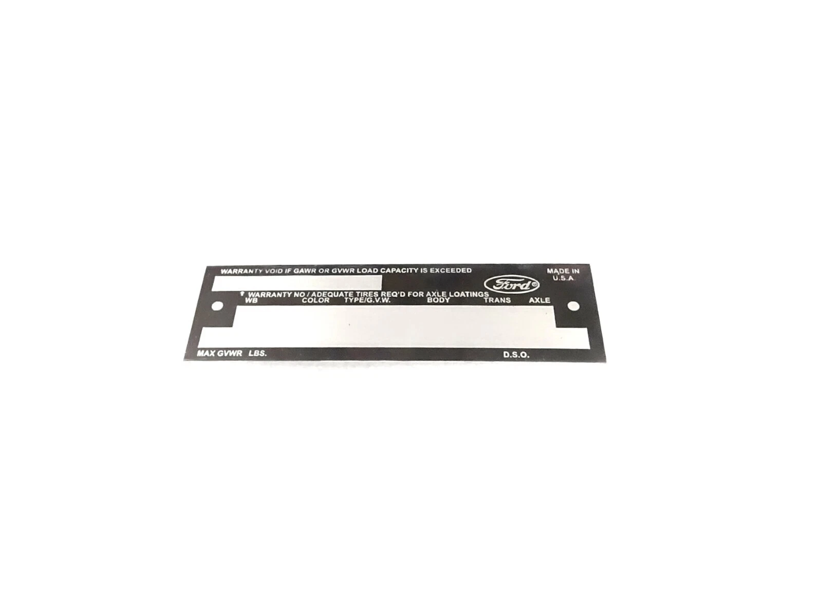 DATA PLATE FITS TO VINTAGE CLASSIC FORD BRONCO 1950'S #V401-8