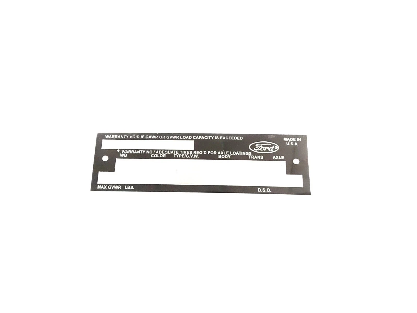 DATA PLATE FITS TO VINTAGE CLASSIC FORD BRONCO 1950'S #V401-8
