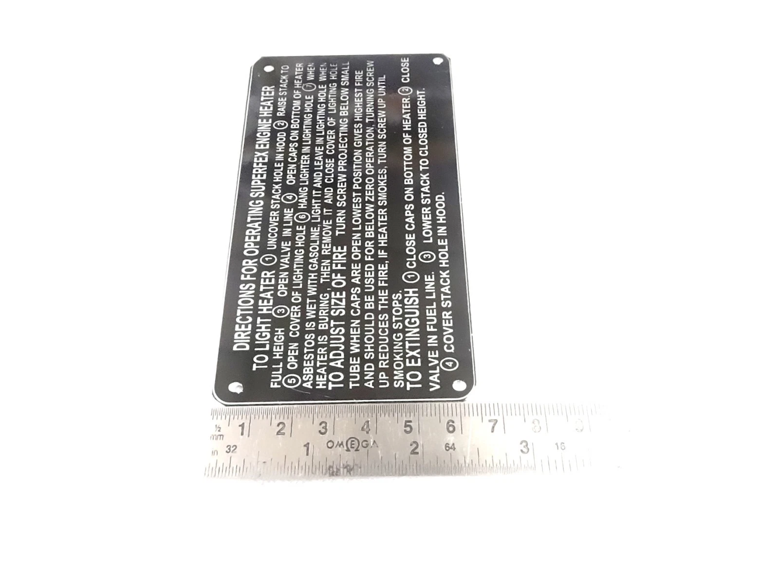 DATA PLATE FITS TO SUPERFEX ENGINE HEATER JEEP WILLYS MB FORD GPW DASH M #V498-8