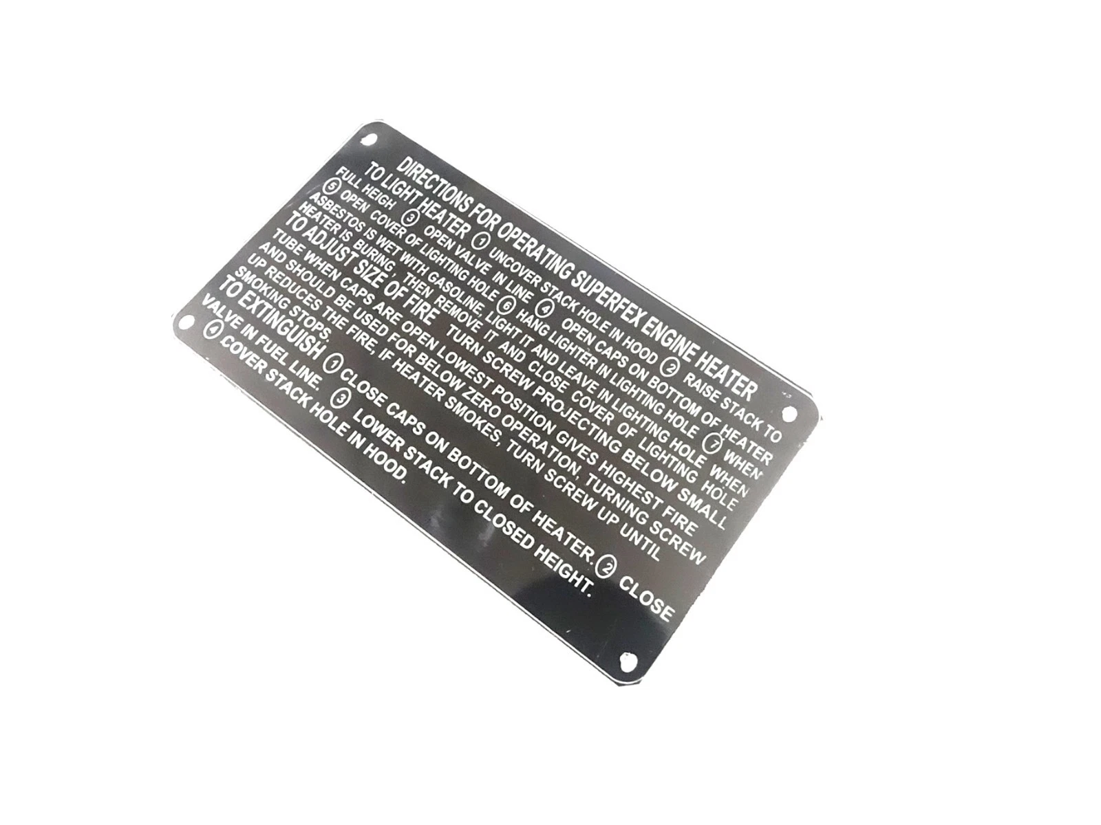 DATA PLATE FITS TO SUPERFEX ENGINE HEATER JEEP WILLYS MB FORD GPW DASH M #V498-8