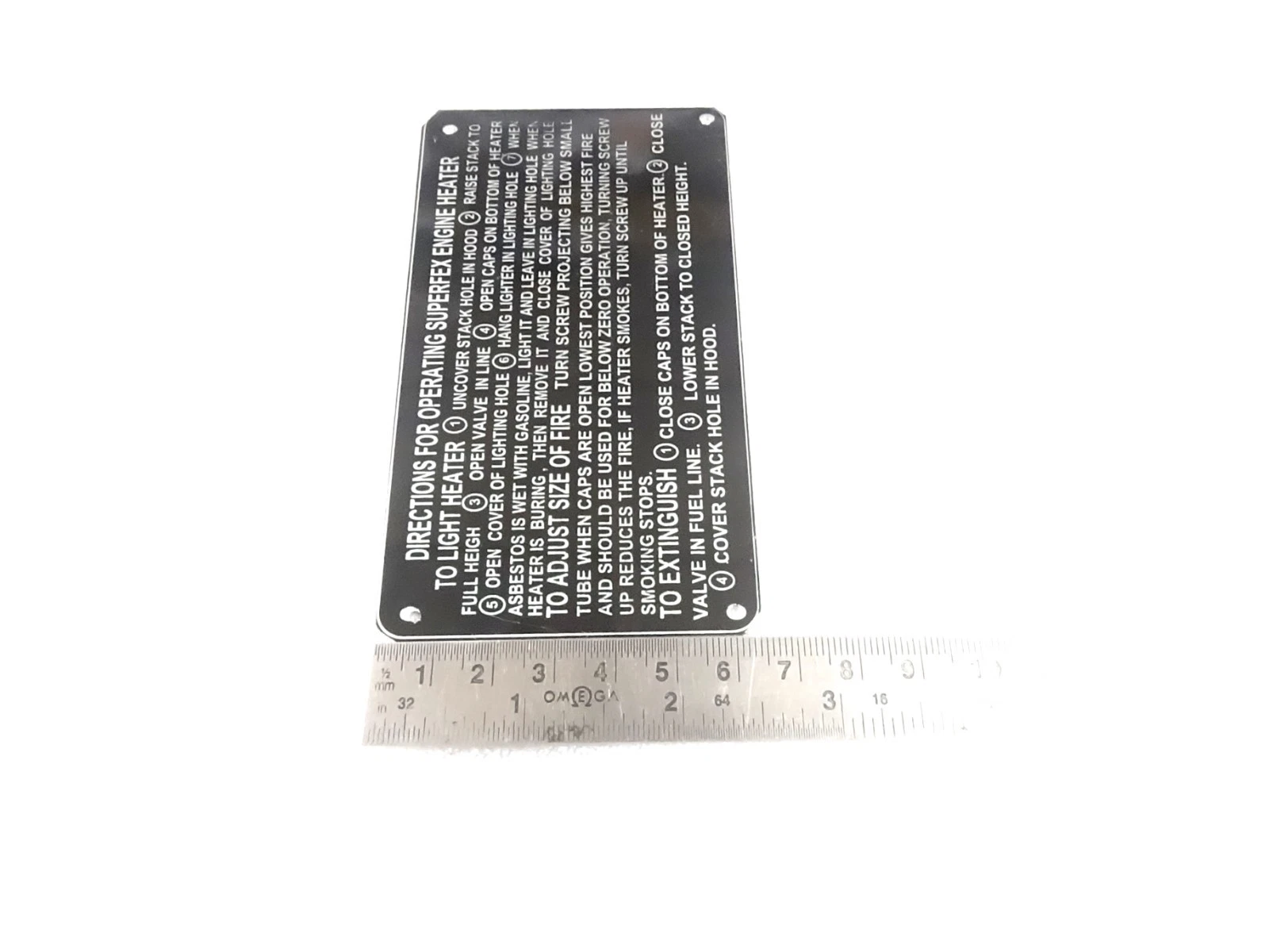 DATA PLATE FITS TO SUPERFEX ENGINE HEATER JEEP WILLYS MB FORD GPW DASH M #V498-8
