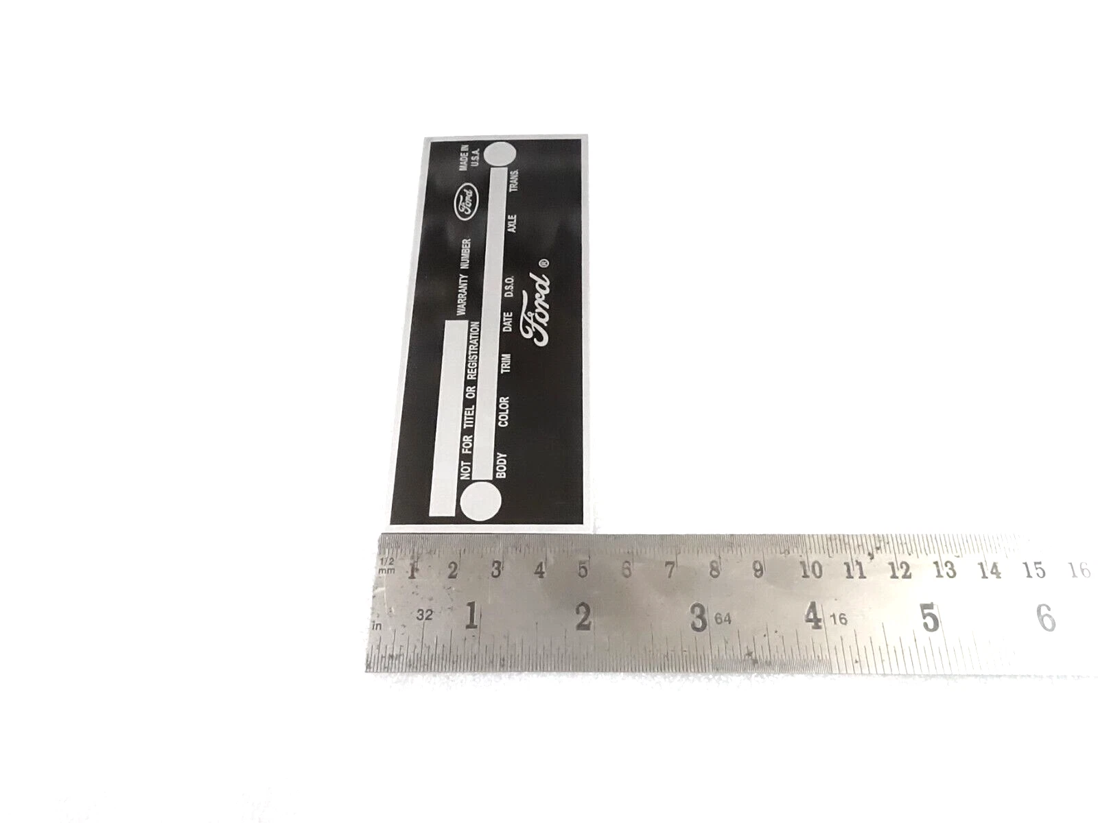 DATA PLATE FITS TO FORD FAIRLANE MUSTANG 1966-67 (DOOR) #V396-8