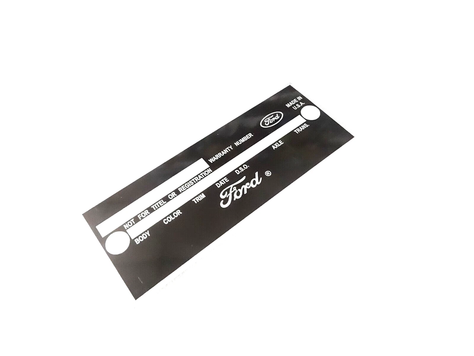 DATA PLATE FITS TO FORD FAIRLANE MUSTANG 1966-67 (DOOR) #V396-8