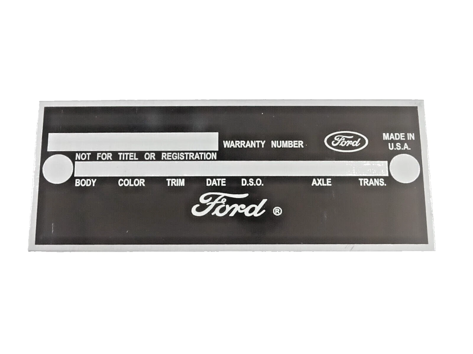 DATA PLATE FITS TO FORD FAIRLANE MUSTANG 1966-67 (DOOR) #V396-8