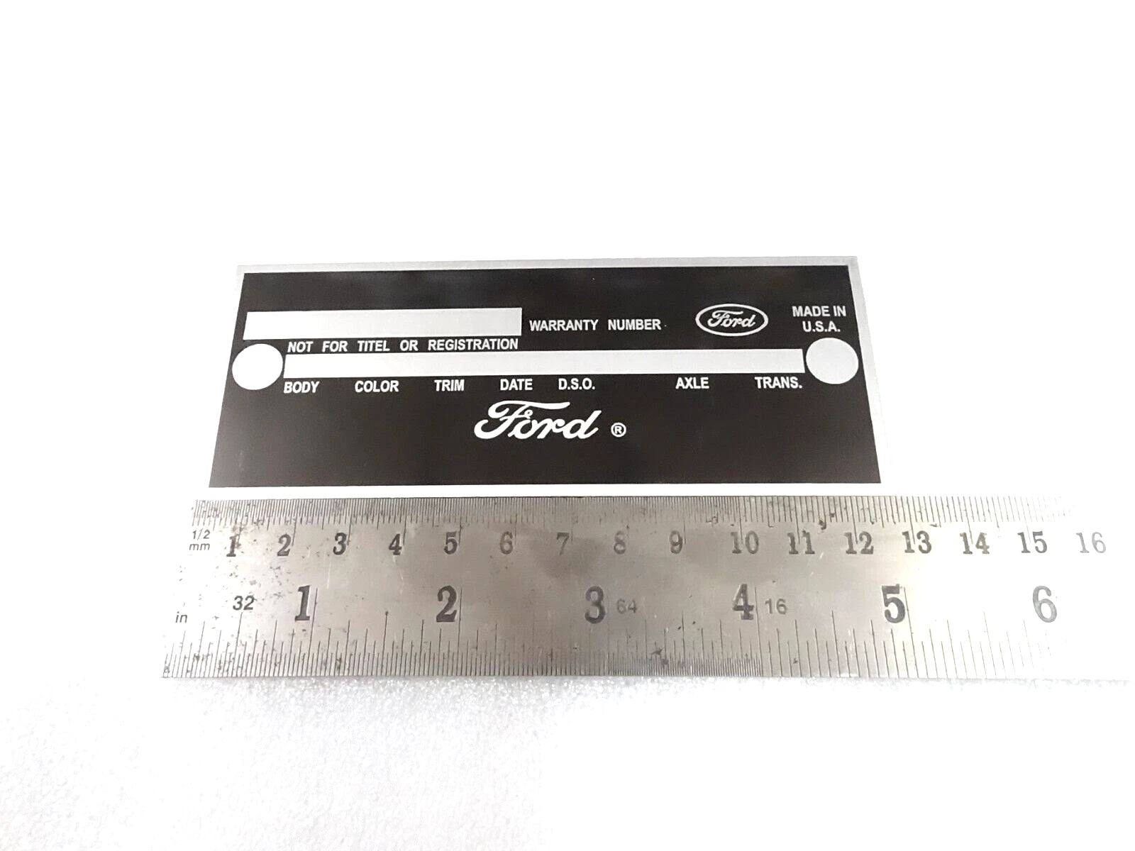 DATA PLATE FITS TO FORD FAIRLANE MUSTANG 1966-67 (DOOR) #V396-8