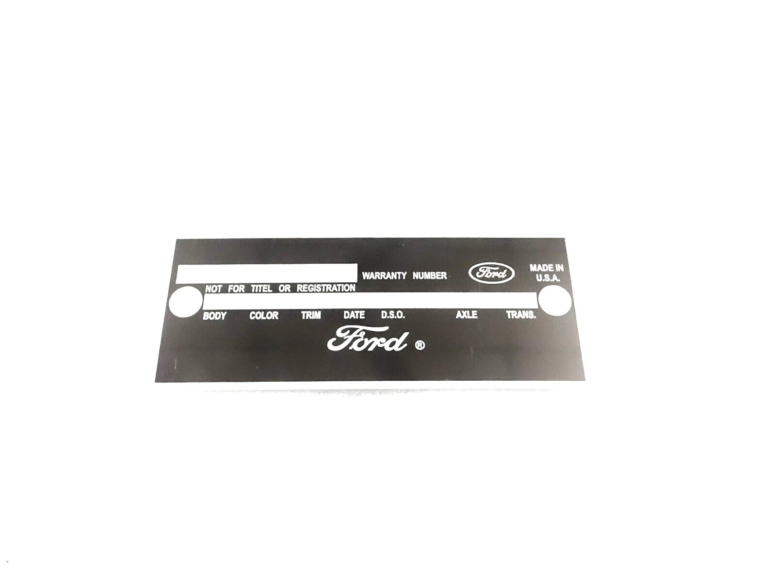 DATA PLATE FITS TO FORD FAIRLANE MUSTANG 1966-67 (DOOR) #V396-8