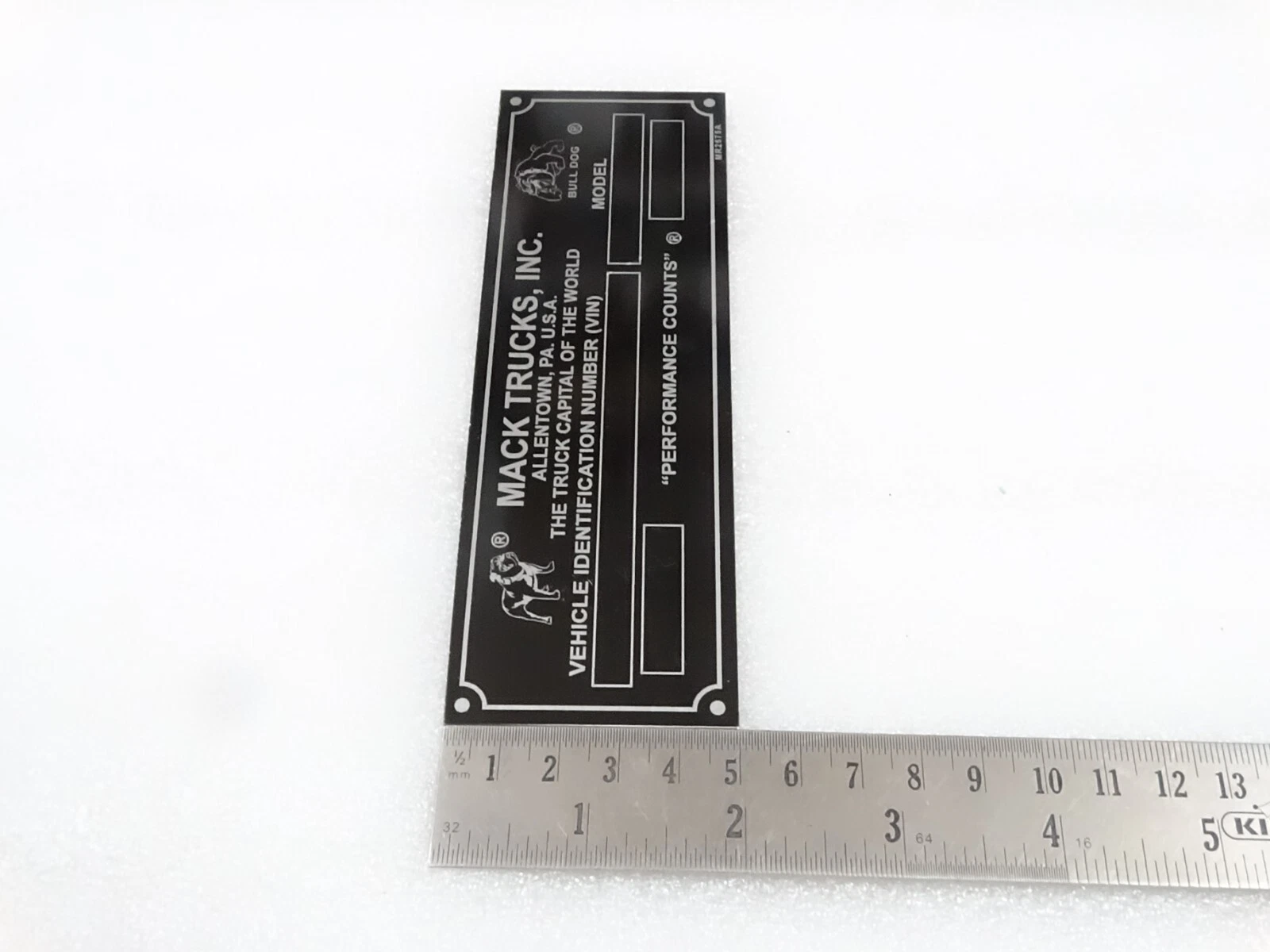 DATA PLATE FOR VINTAGE MACK TRUCKS BULL DOG #V249-7