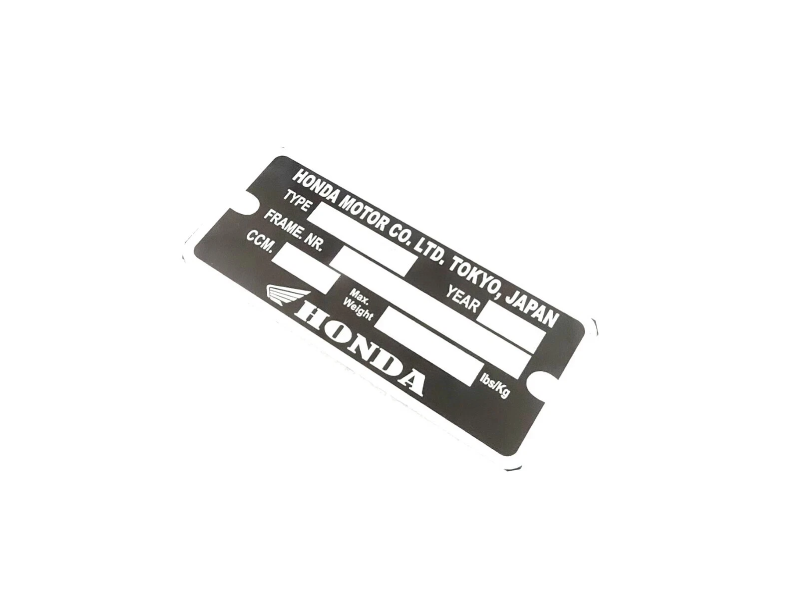 DATA PLATE BLANK FITS TO VINTAGE CLASSIC HONDA #V448-8