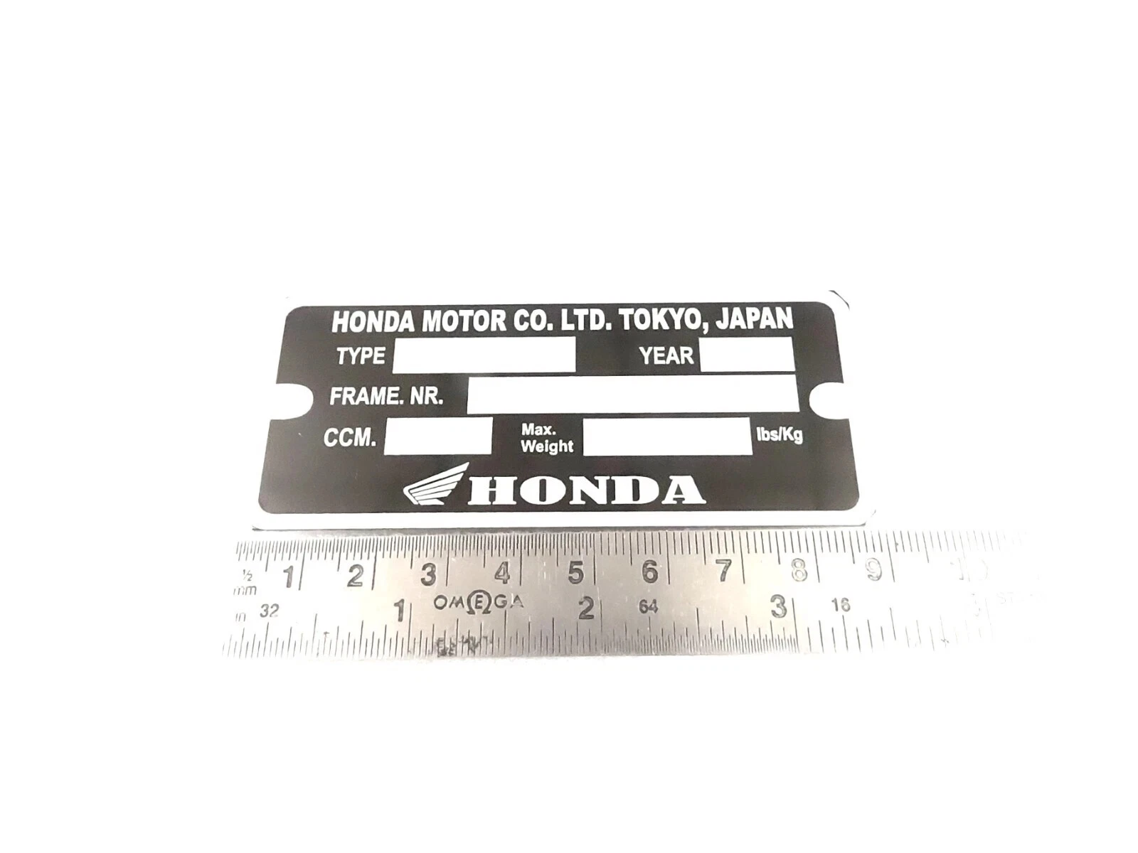 DATA PLATE BLANK FITS TO VINTAGE CLASSIC HONDA #V448-8