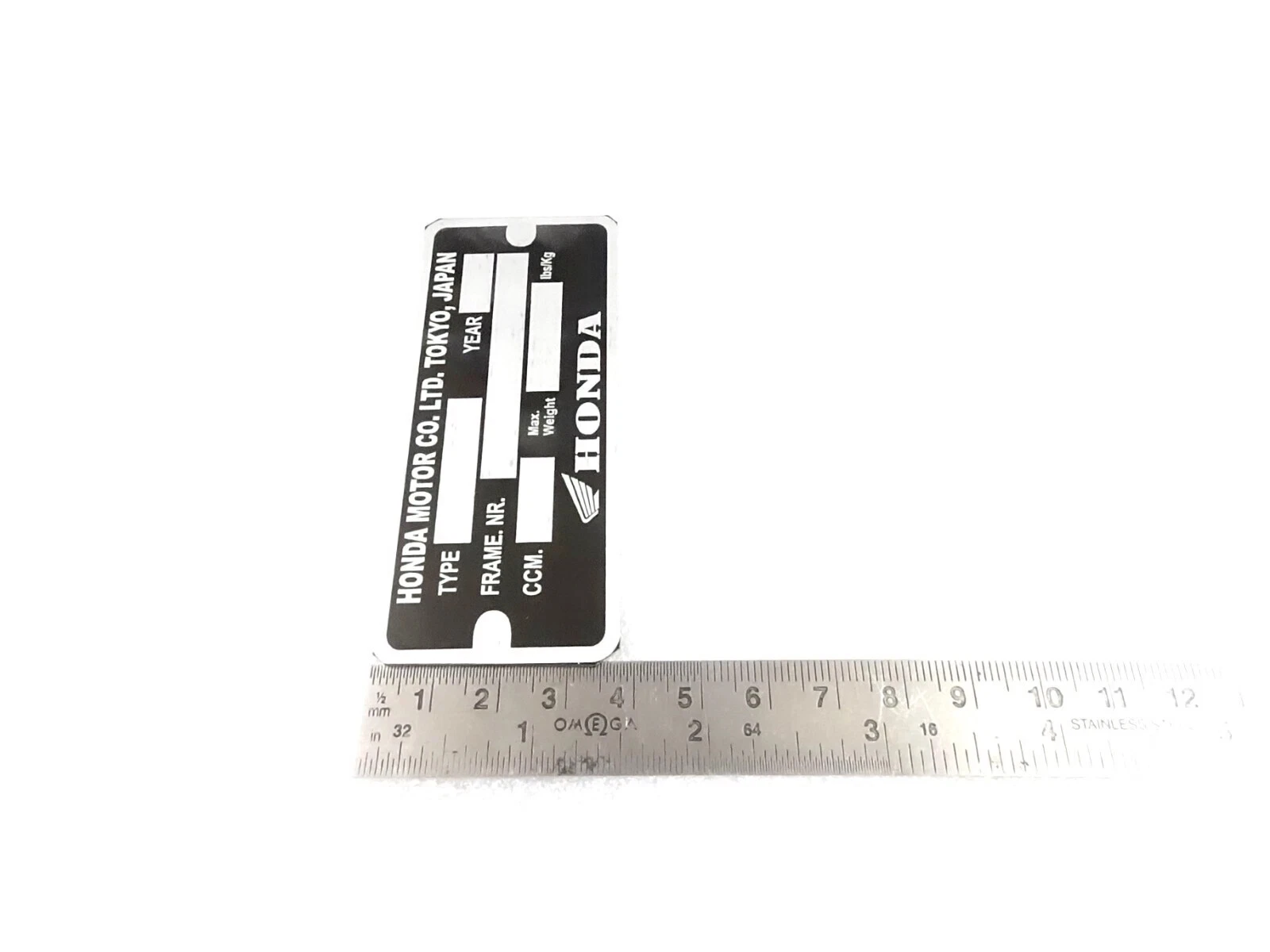 DATA PLATE BLANK FITS TO VINTAGE CLASSIC HONDA #V448-8