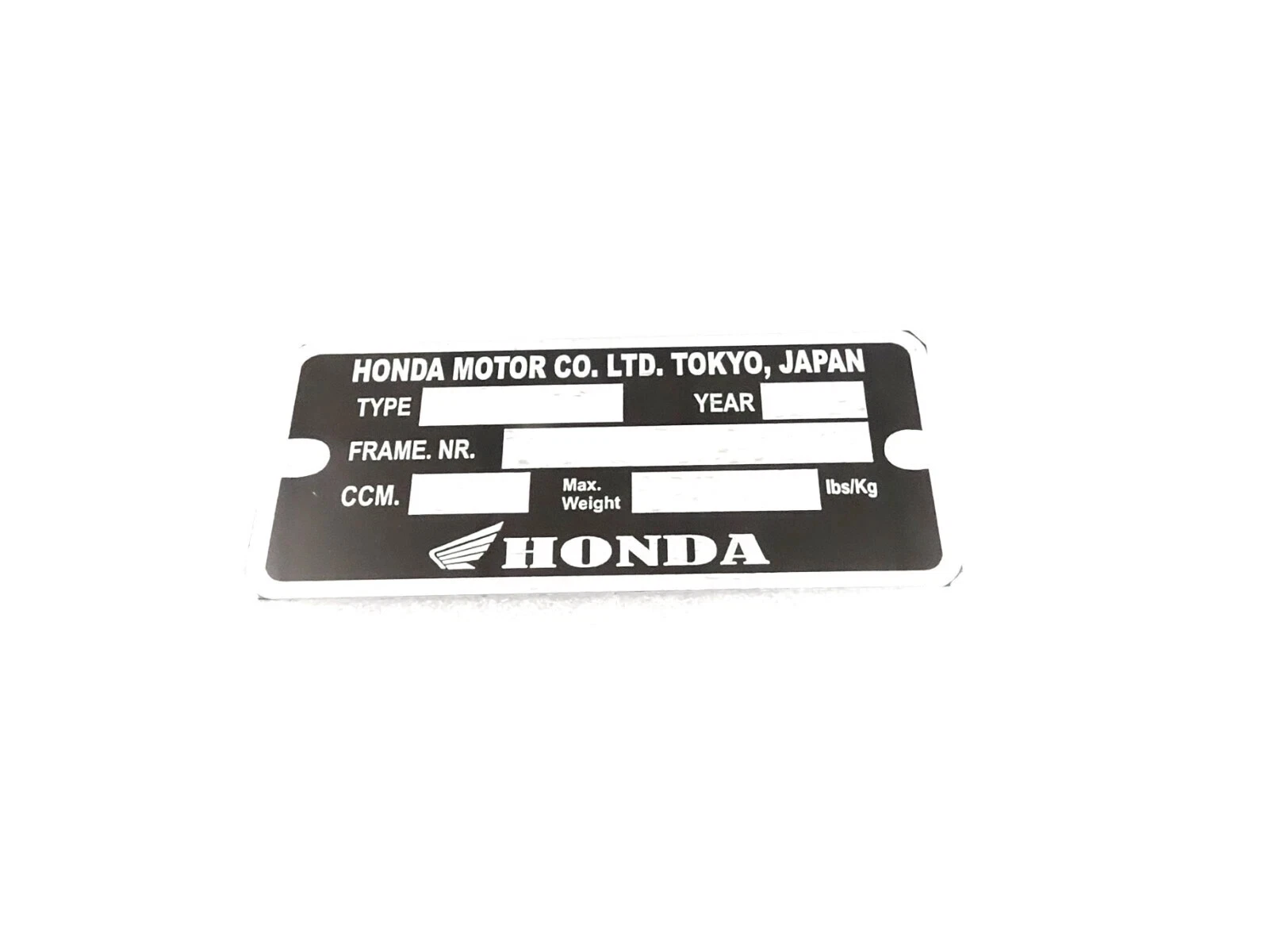 DATA PLATE BLANK FITS TO VINTAGE CLASSIC HONDA #V448-8