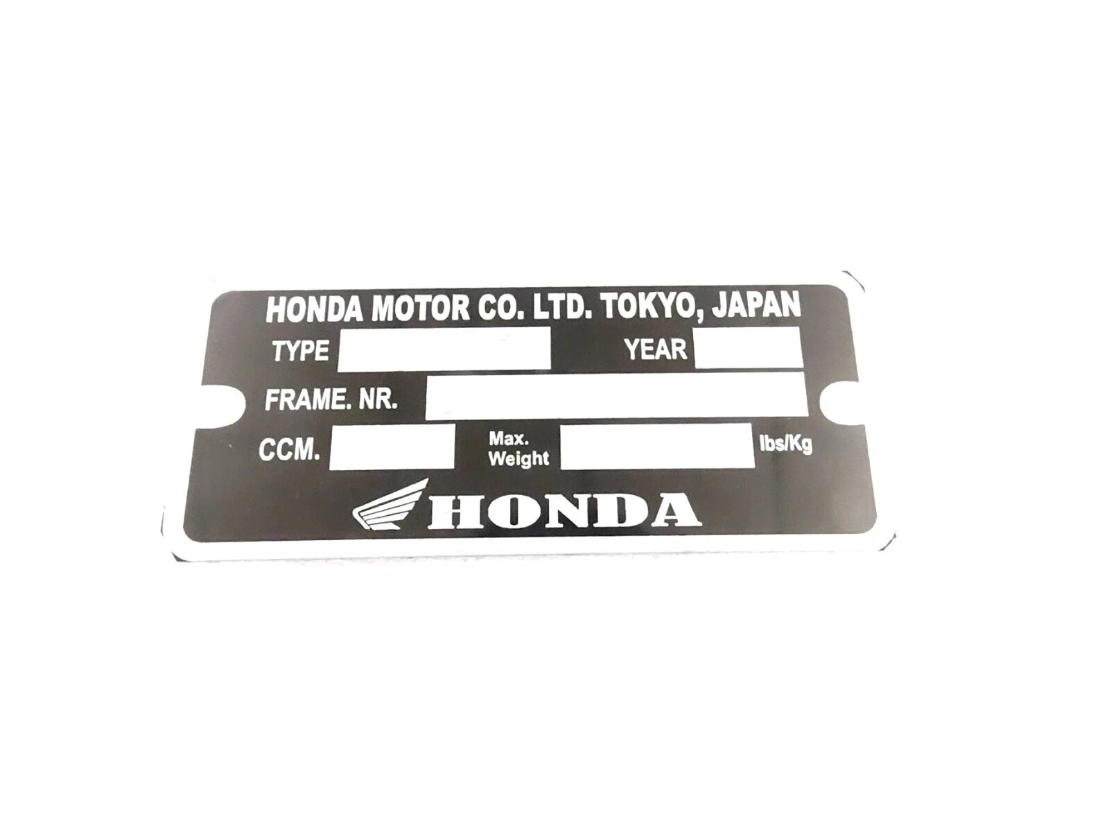 DATA PLATE BLANK FITS TO VINTAGE CLASSIC HONDA #V448-8