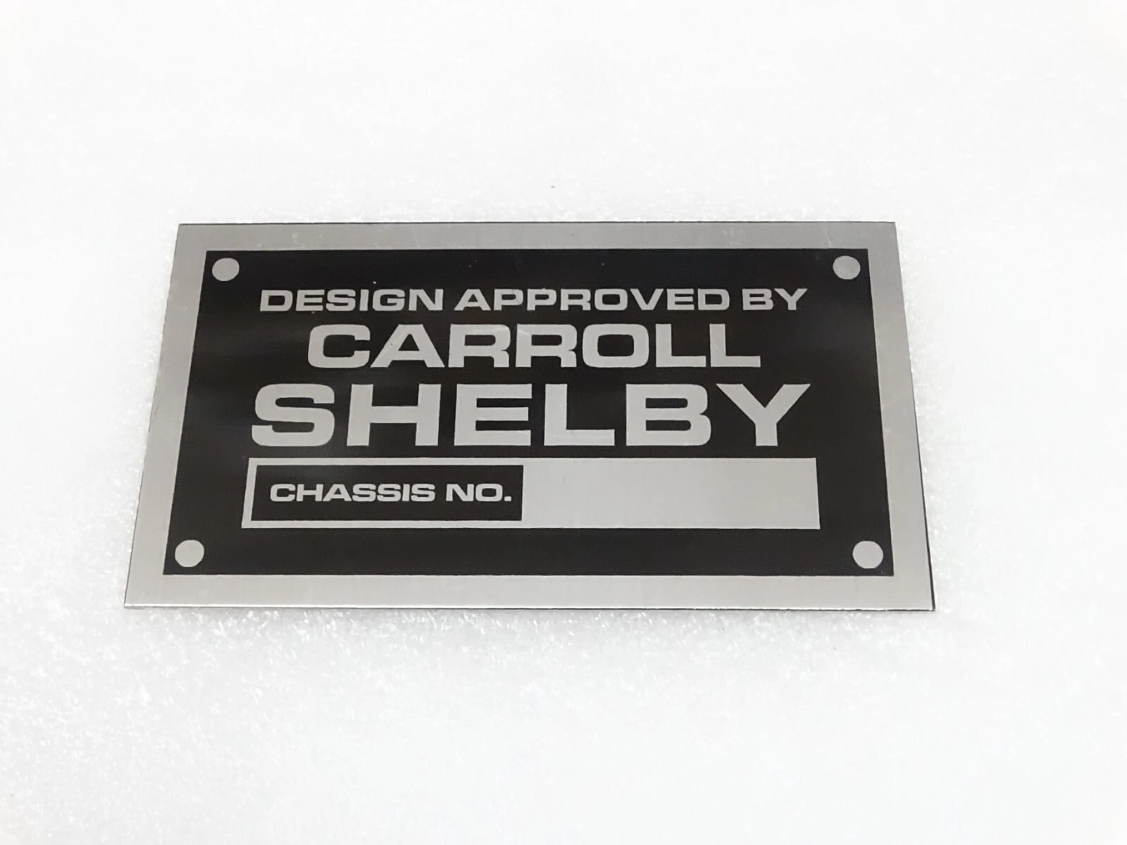 DATA PLATE FITS TO VINTAGE CARROLL SHELBY DESIGN APPROVED #V211-7