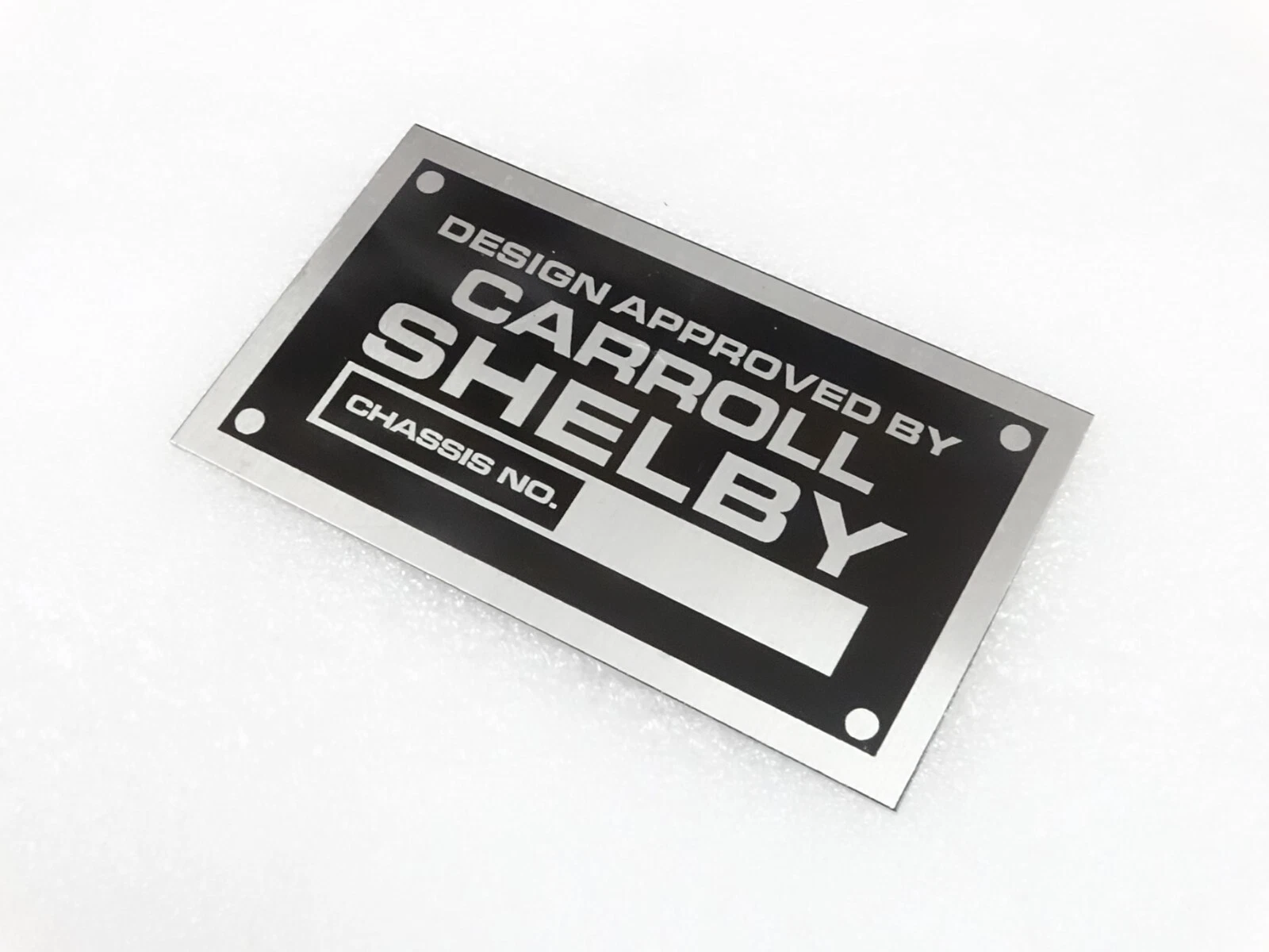DATA PLATE FITS TO VINTAGE CARROLL SHELBY DESIGN APPROVED #V211-7