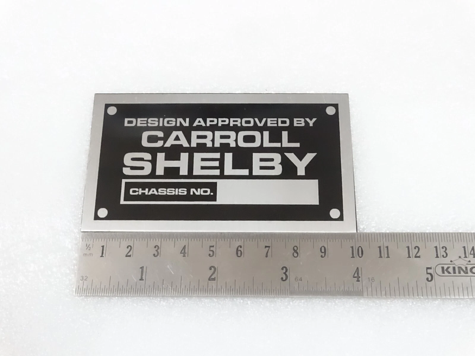 DATA PLATE FITS TO VINTAGE CARROLL SHELBY DESIGN APPROVED #V211-7
