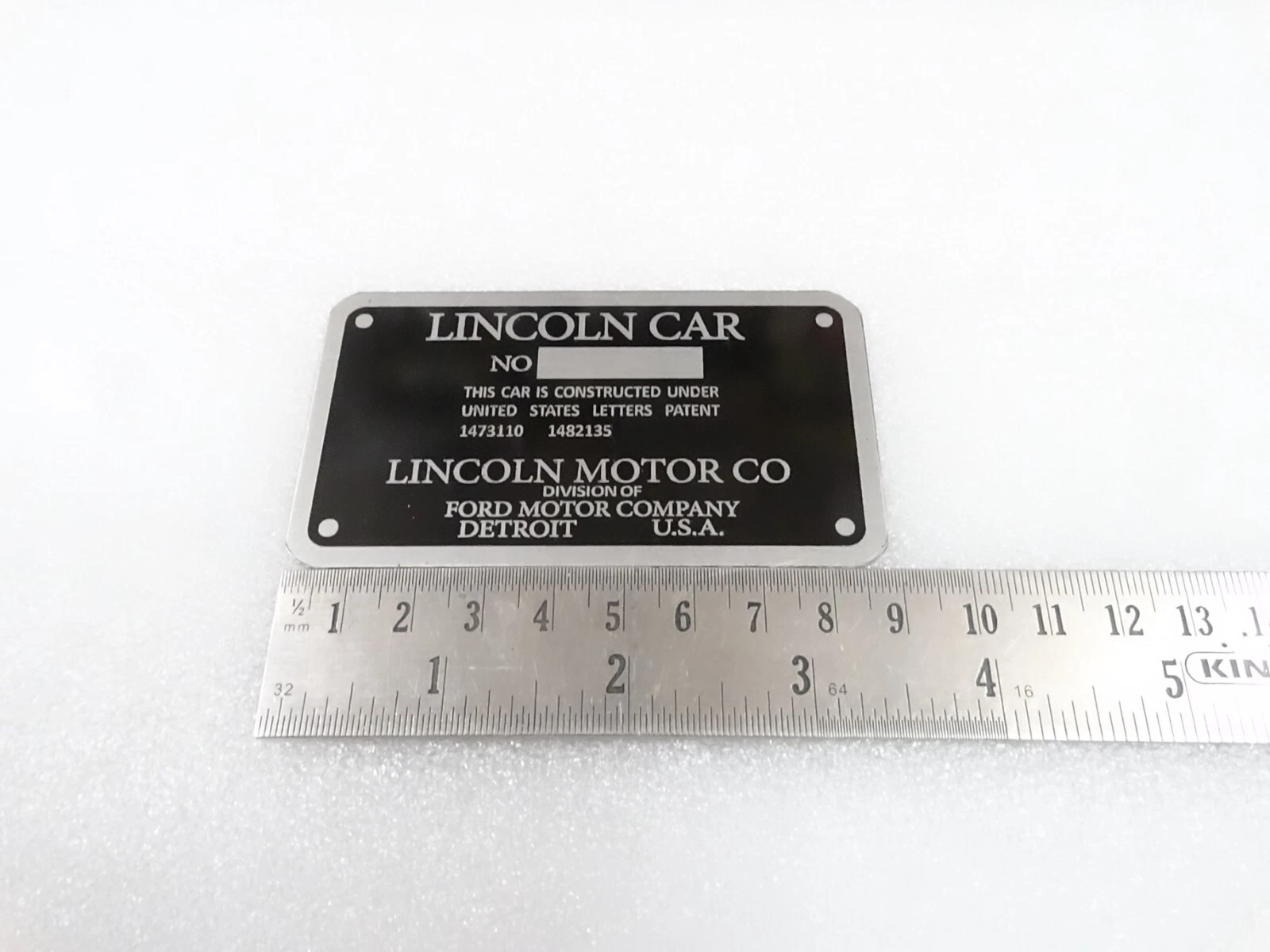 DATA PLATE FITS TO LINCOLN K SERIES COWL PLATE 1931 #V300-8