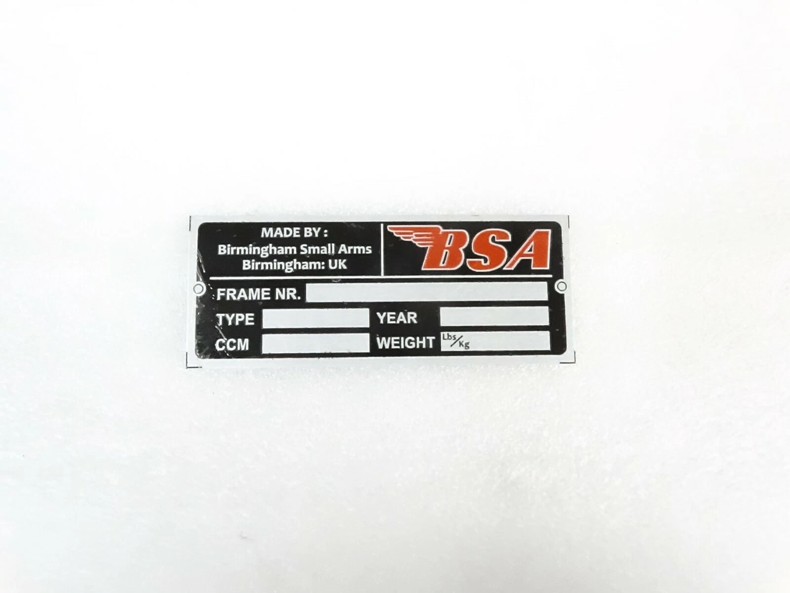 For BSA A50 A65 Spitfire Victor Rocket 3 Firebird Gold Star BSA Data Plate#14B13