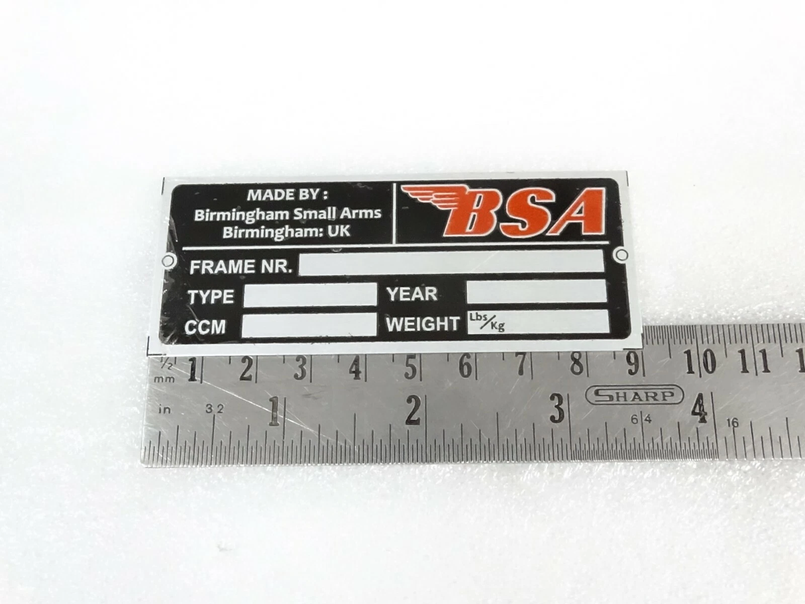 For BSA A50 A65 Spitfire Victor Rocket 3 Firebird Gold Star BSA Data Plate#14B13