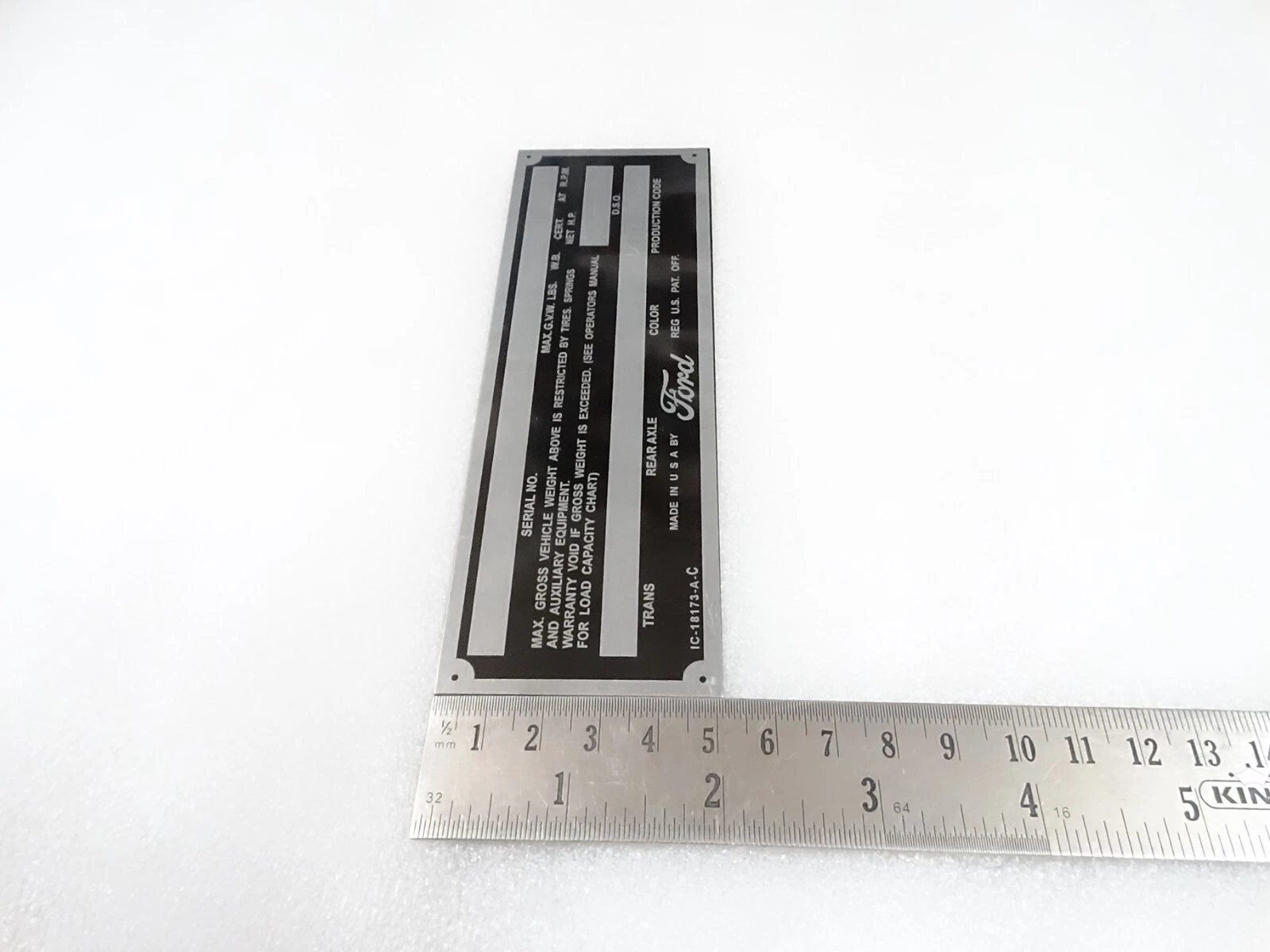 DATA PLATE FOR VINTAGE FORD TRUCK F100 1950'S #V280-8