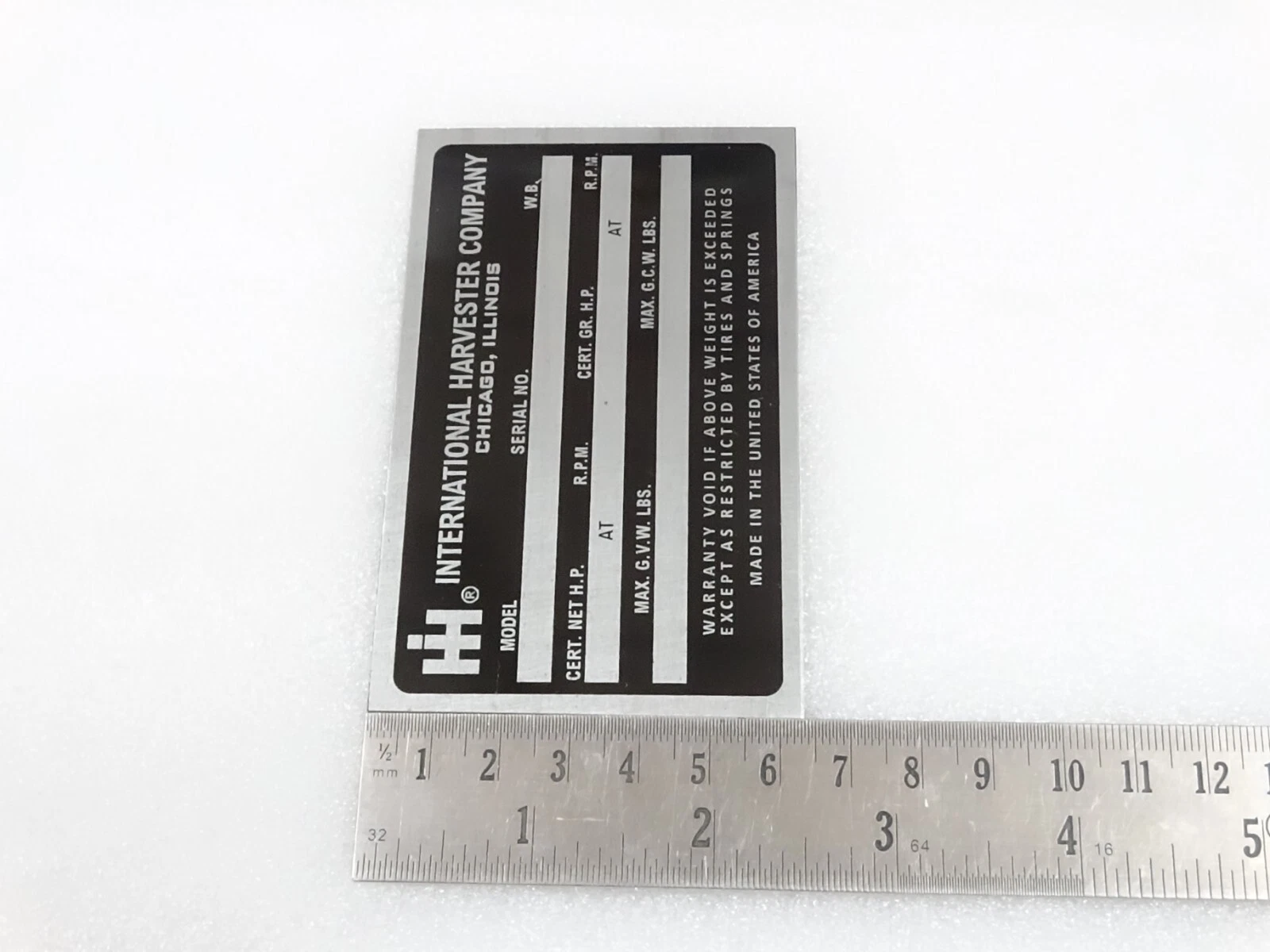 DATA PLATE FITS TO HARVESTER INTERNATIONAL COMPANY SCOUT TRUCK 1970'S #V233-7