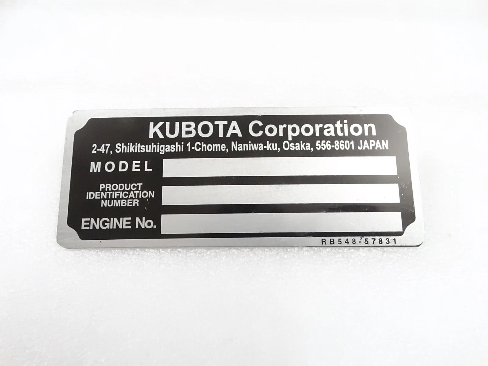 DATA PLATE FITS TO VINTAGE KUBOTA U17-3 EXCAVATOR #V330-8