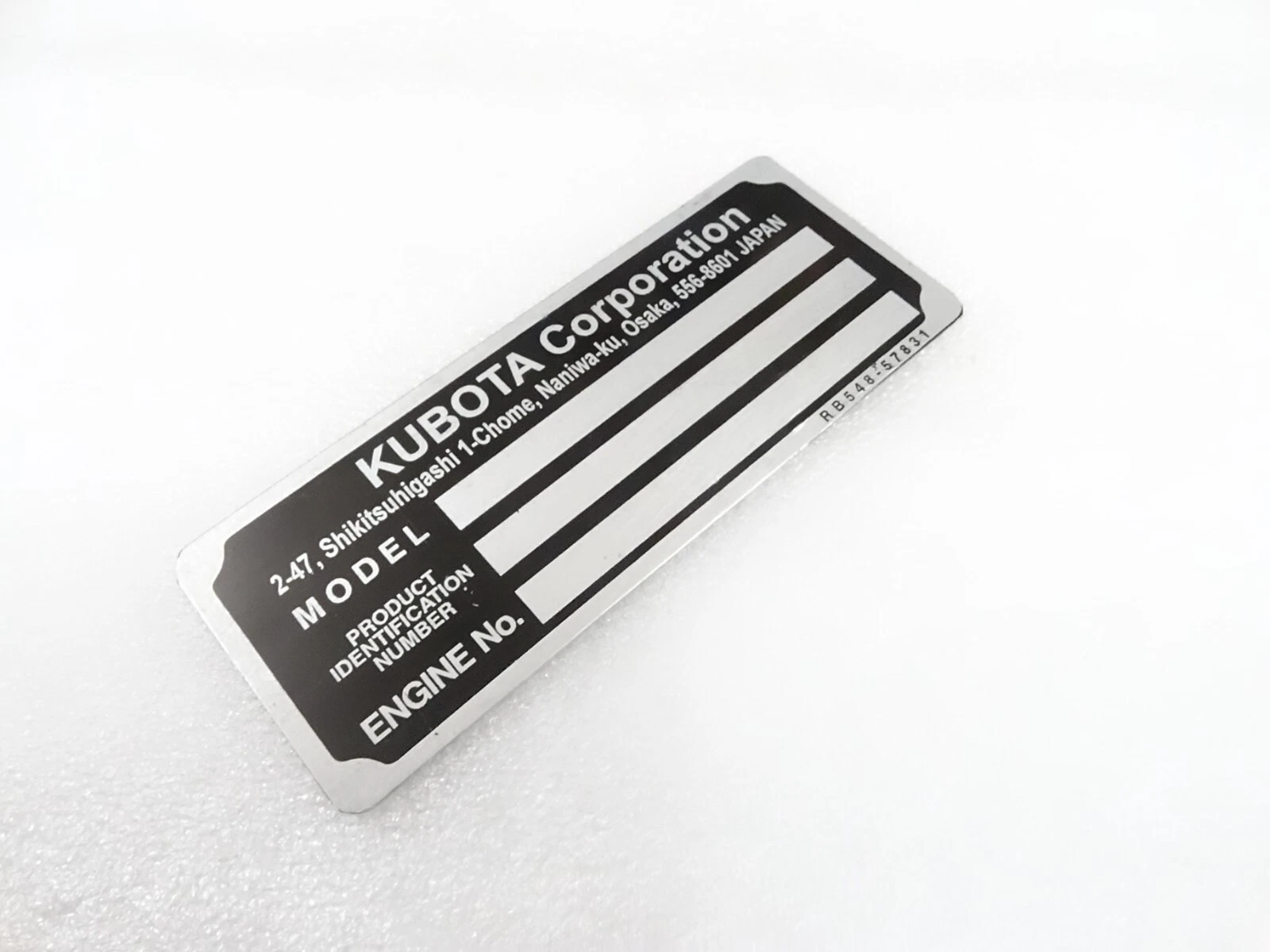 DATA PLATE FITS TO VINTAGE KUBOTA U17-3 EXCAVATOR #V330-8