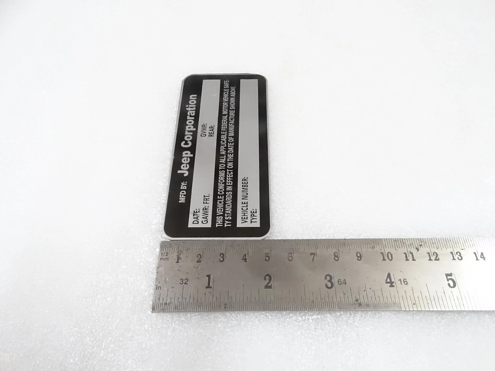 DATA PLATE FOR EARLY VINTAGE JEEP AMC 1970-75 #V395-8