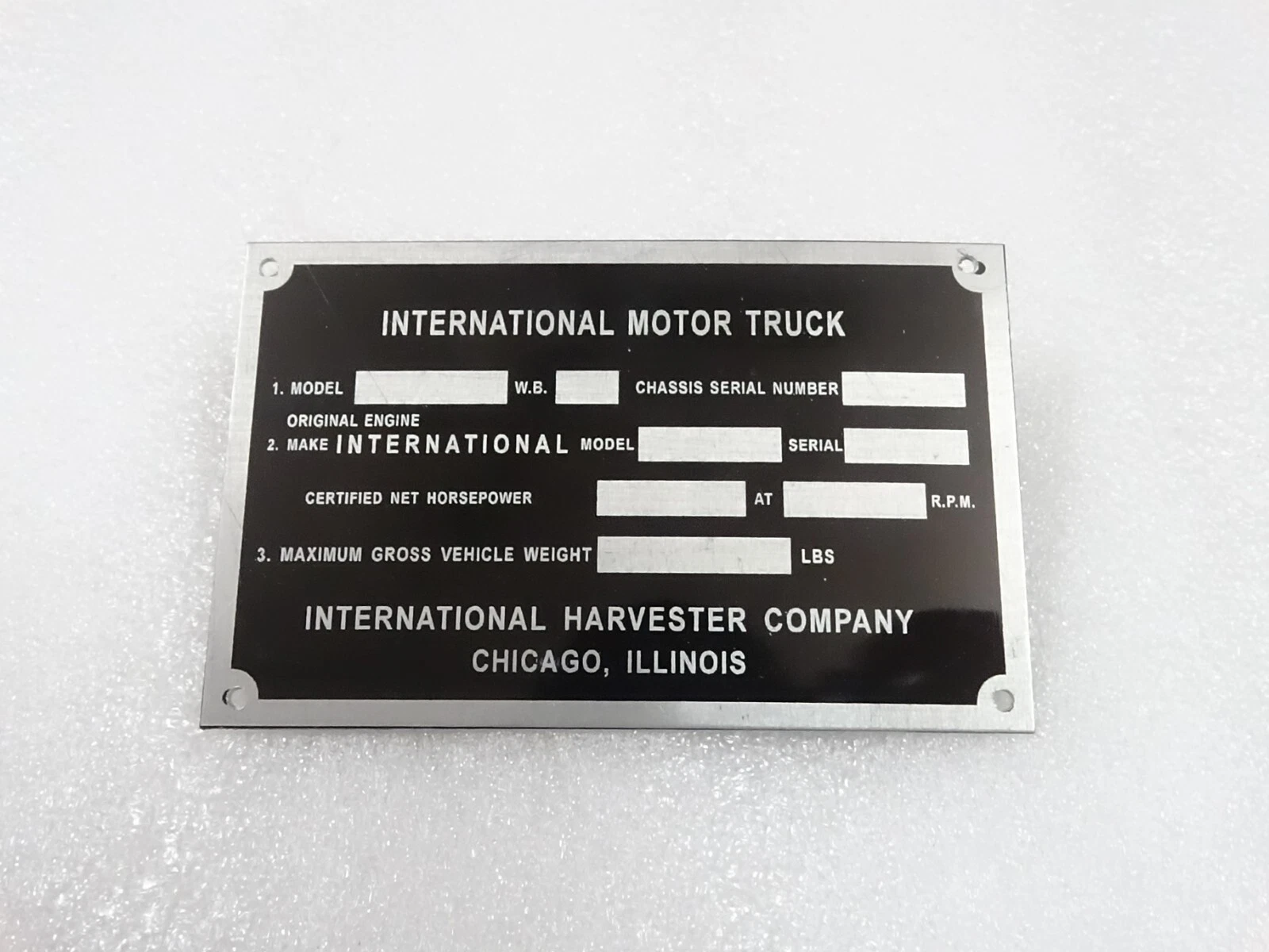DATA PLATE FITS TO HARVESTER INTERNATIONAL COMPANY 1950-54 #V220-7