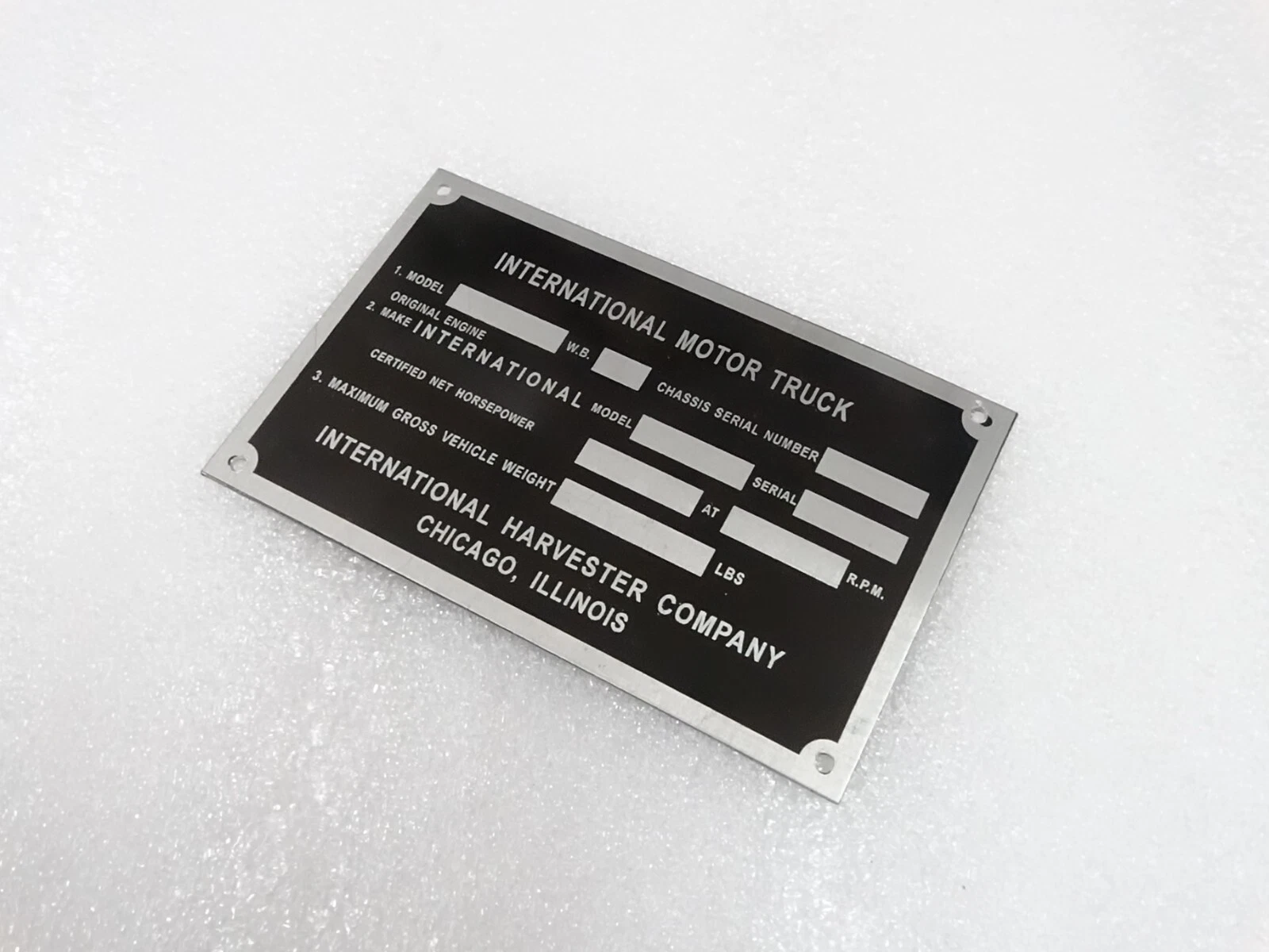 DATA PLATE FITS TO HARVESTER INTERNATIONAL COMPANY 1950-54 #V220-7