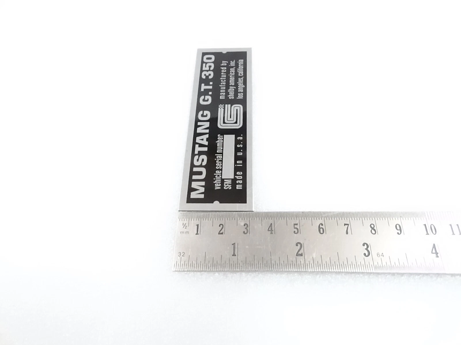 DATA PLATE FOR VINTAGE MUSTANG GT 350 CARROLL SHELBY #V290-8