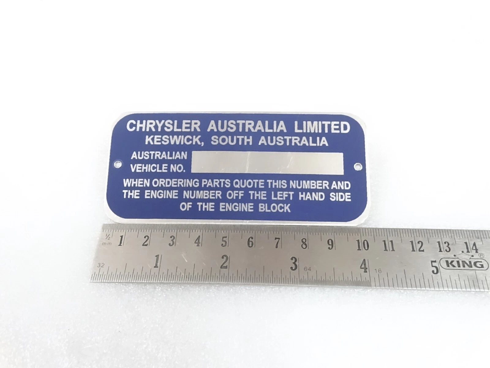 DATA PLATE FITS TO VINTAGE CHRYSLER AUSTRALIA #V340-8