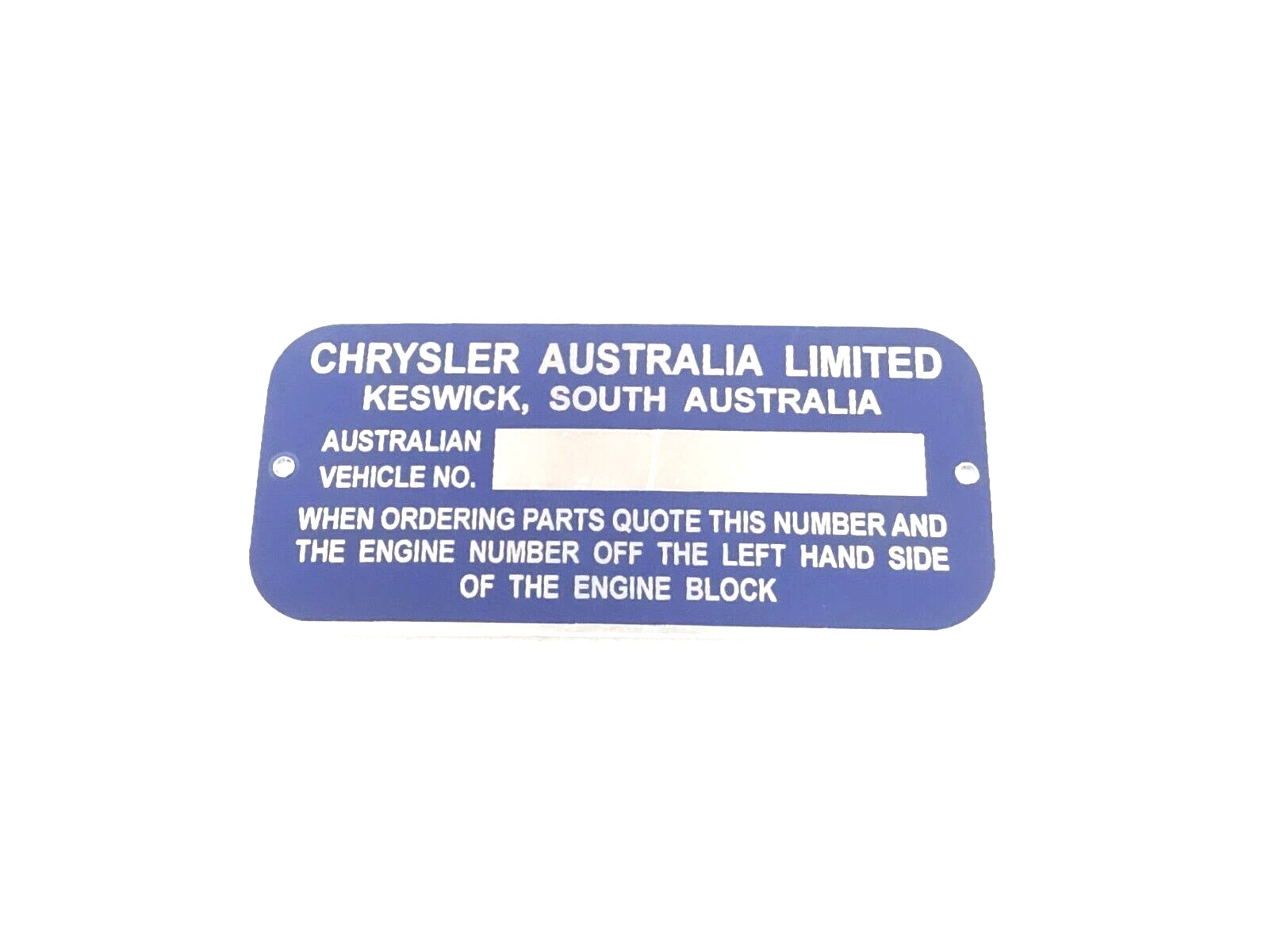 DATA PLATE FITS TO VINTAGE CHRYSLER AUSTRALIA #V340-8