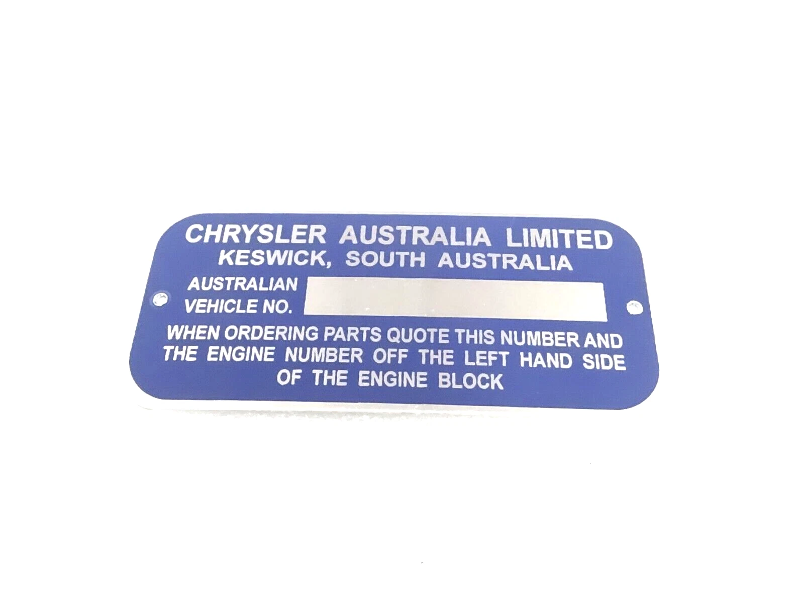 DATA PLATE FITS TO VINTAGE CHRYSLER AUSTRALIA #V340-8