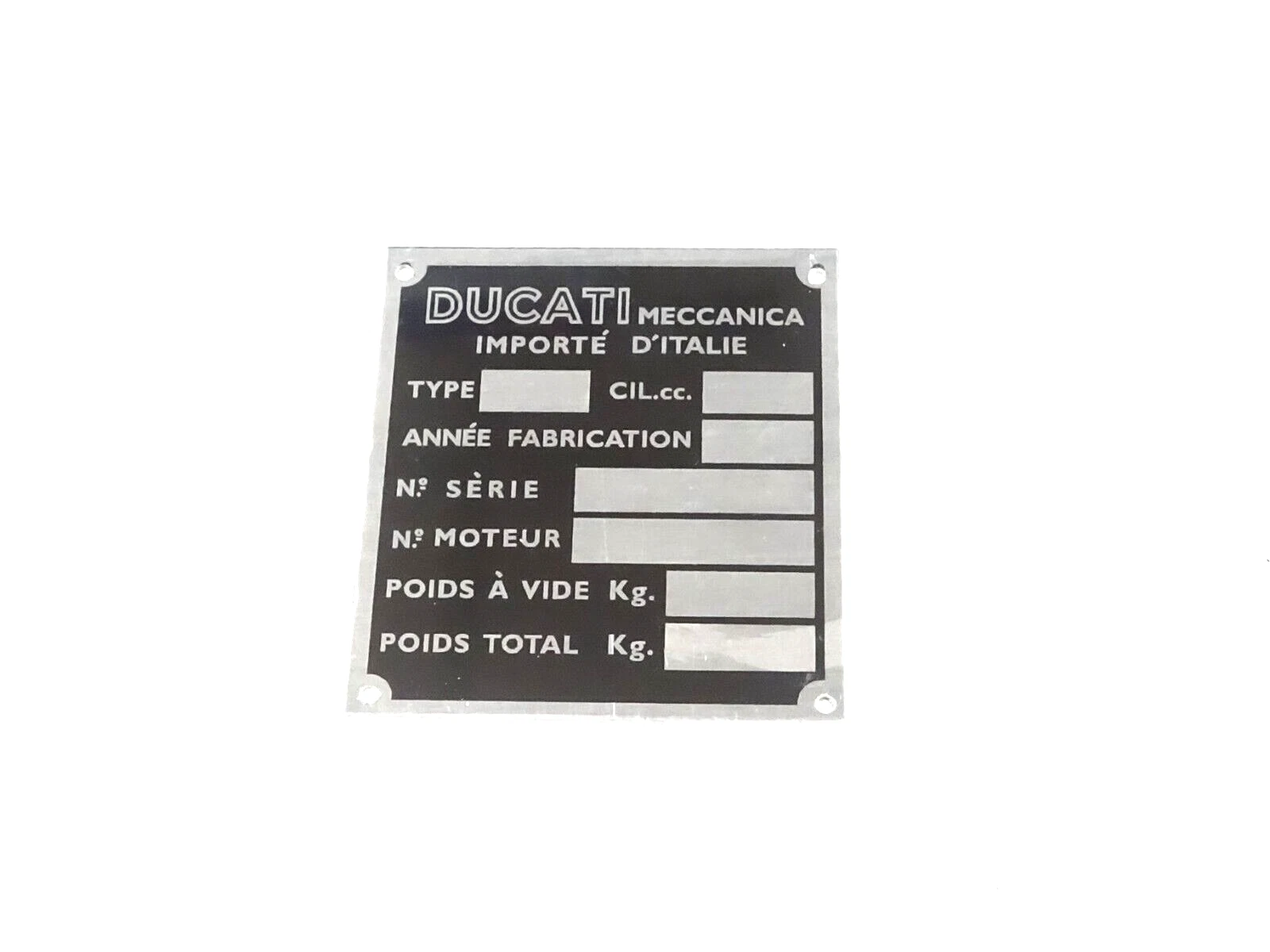 DATA PLATE (FRAME )FOR VINTAGE DUCATI 125 REGOLARITA #V366-8
