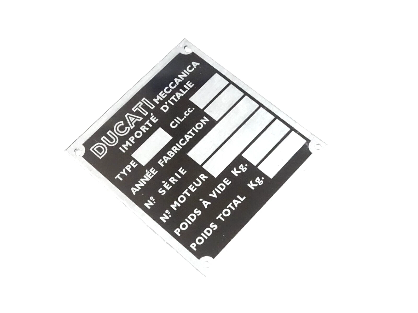 DATA PLATE (FRAME )FOR VINTAGE DUCATI 125 REGOLARITA #V366-8