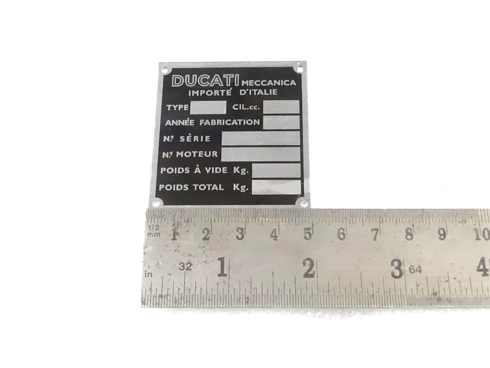 DATA PLATE (FRAME )FOR VINTAGE DUCATI 125 REGOLARITA #V366-8