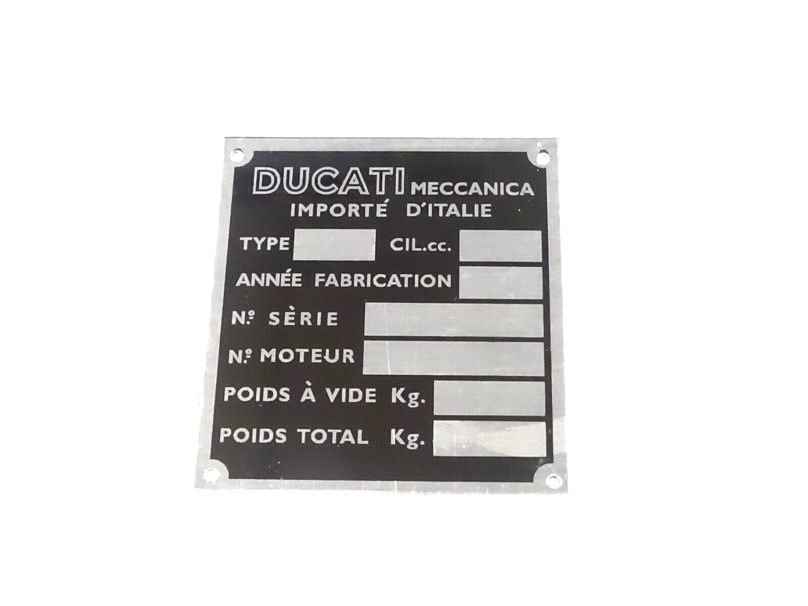 DATA PLATE (FRAME )FOR VINTAGE DUCATI 125 REGOLARITA #V366-8