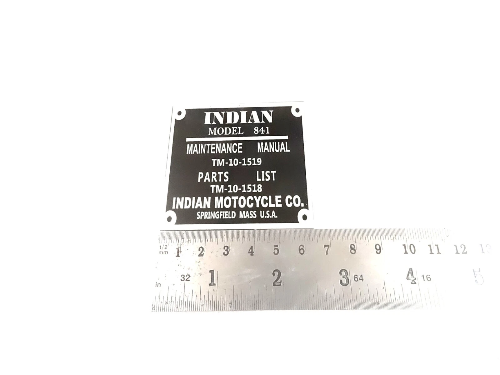 DATA PLATE FITS CLASSIC VINTAGE INDIAN MODEL 841 WW2 WWll #V430-8