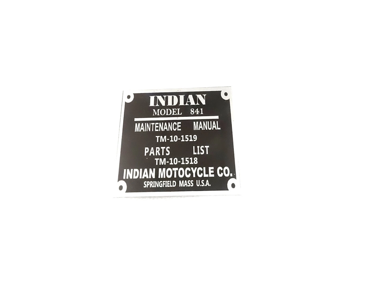 DATA PLATE FITS CLASSIC VINTAGE INDIAN MODEL 841 WW2 WWll #V430-8