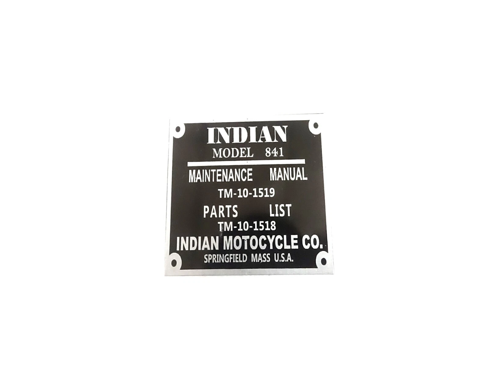 DATA PLATE FITS CLASSIC VINTAGE INDIAN MODEL 841 WW2 WWll #V430-8