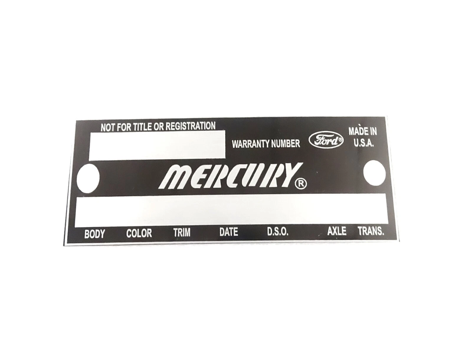 DATA PLATE FITS TO VINTAGE MERCURY COUGAR WARRANTY PLATE 1967-69 #V423-8