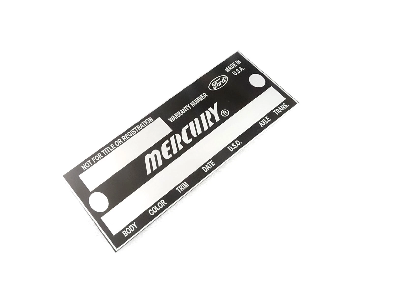 DATA PLATE FITS TO VINTAGE MERCURY COUGAR WARRANTY PLATE 1967-69 #V423-8