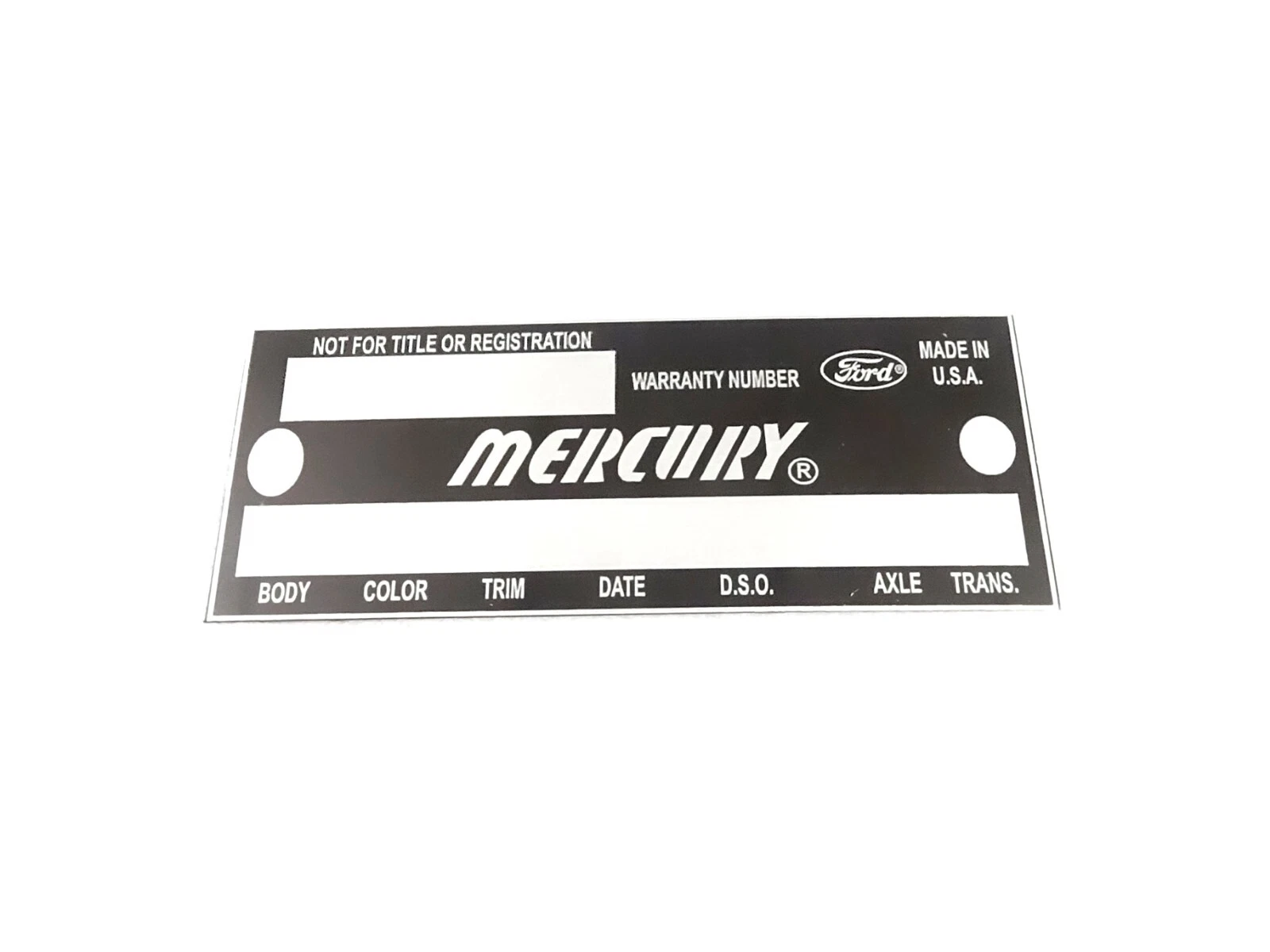 DATA PLATE FITS TO VINTAGE MERCURY COUGAR WARRANTY PLATE 1967-69 #V423-8