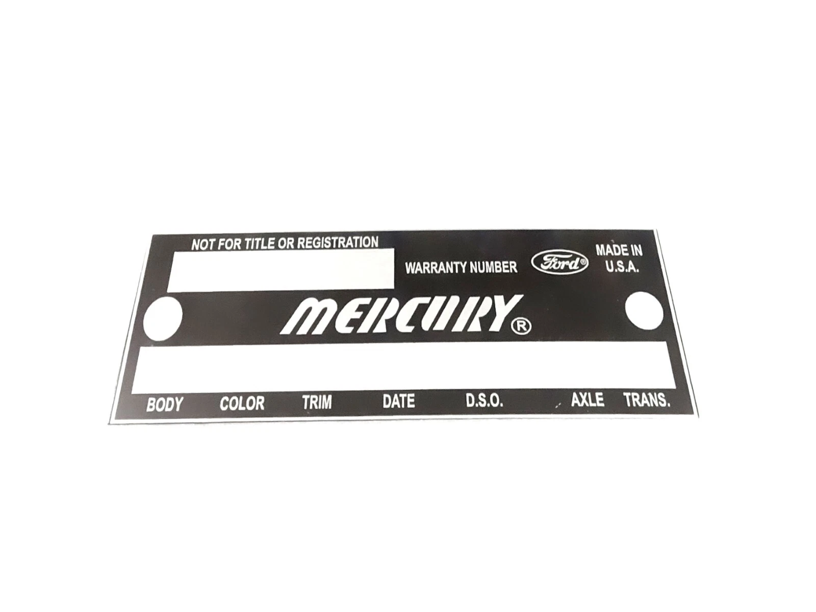 DATA PLATE FITS TO VINTAGE MERCURY COUGAR WARRANTY PLATE 1967-69 #V423-8