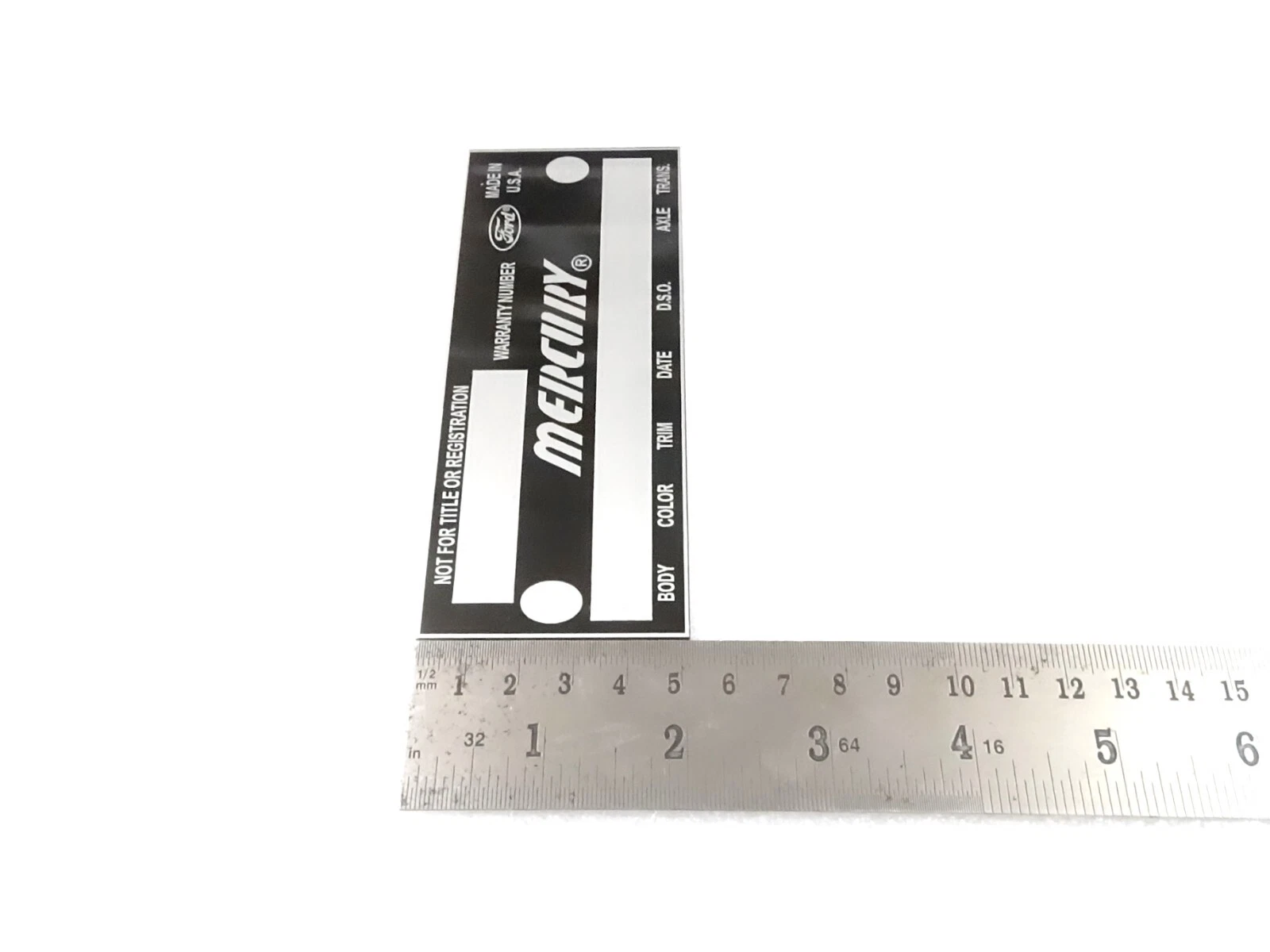 DATA PLATE FITS TO VINTAGE MERCURY COUGAR WARRANTY PLATE 1967-69 #V423-8