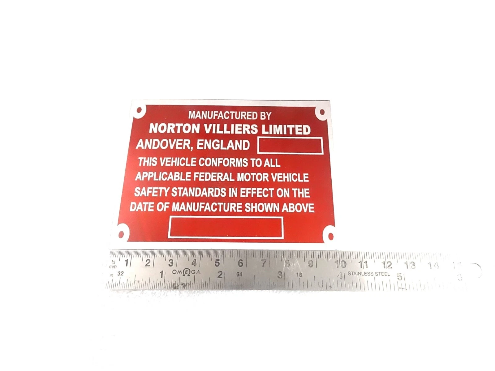 DATA PLATE FITS TO VINTAGE CLASSIC NORTON COMMANDO 750 #V437-8