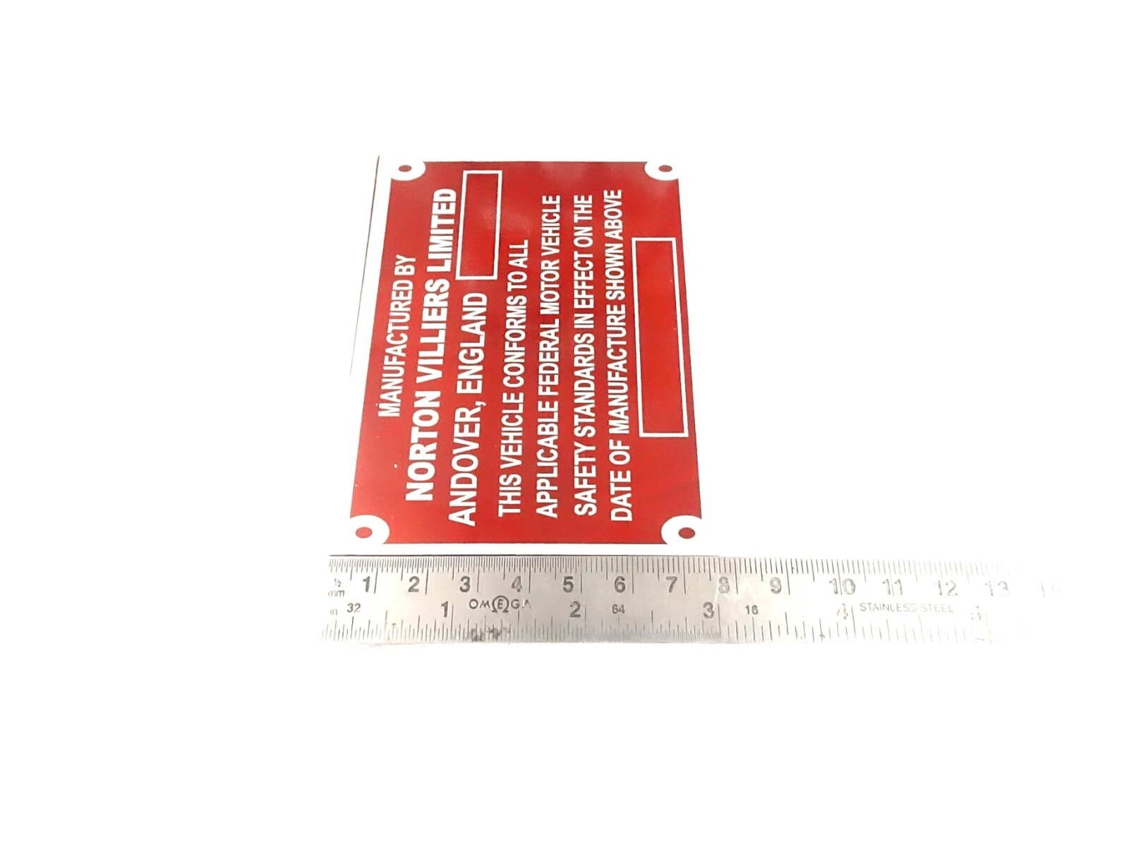 DATA PLATE FITS TO VINTAGE CLASSIC NORTON COMMANDO 750 #V437-8