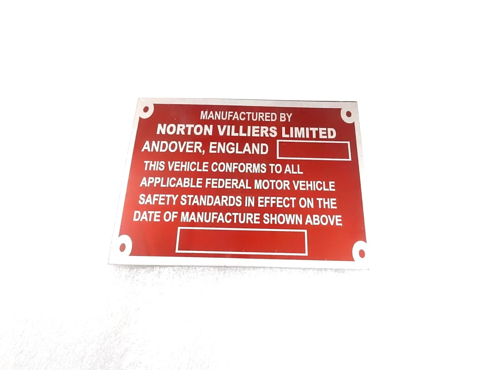 DATA PLATE FITS TO VINTAGE CLASSIC NORTON COMMANDO 750 #V437-8