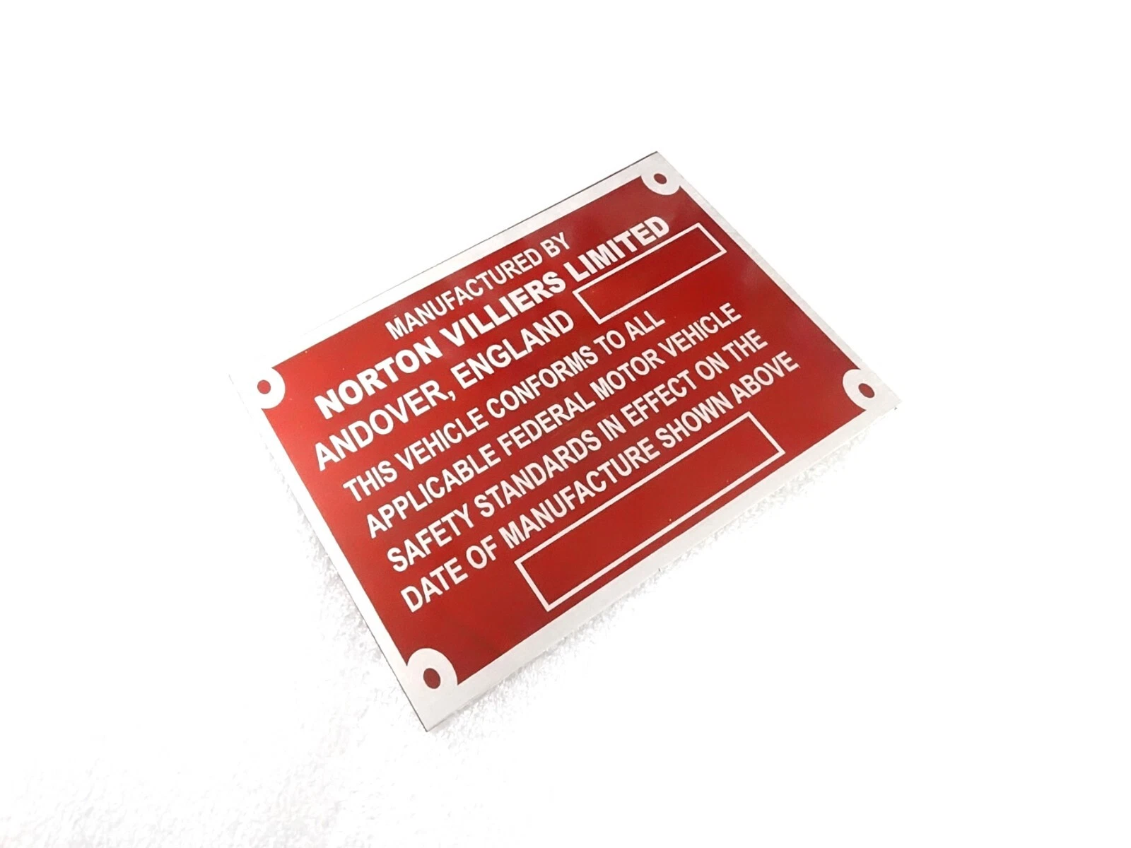 DATA PLATE FITS TO VINTAGE CLASSIC NORTON COMMANDO 750 #V437-8